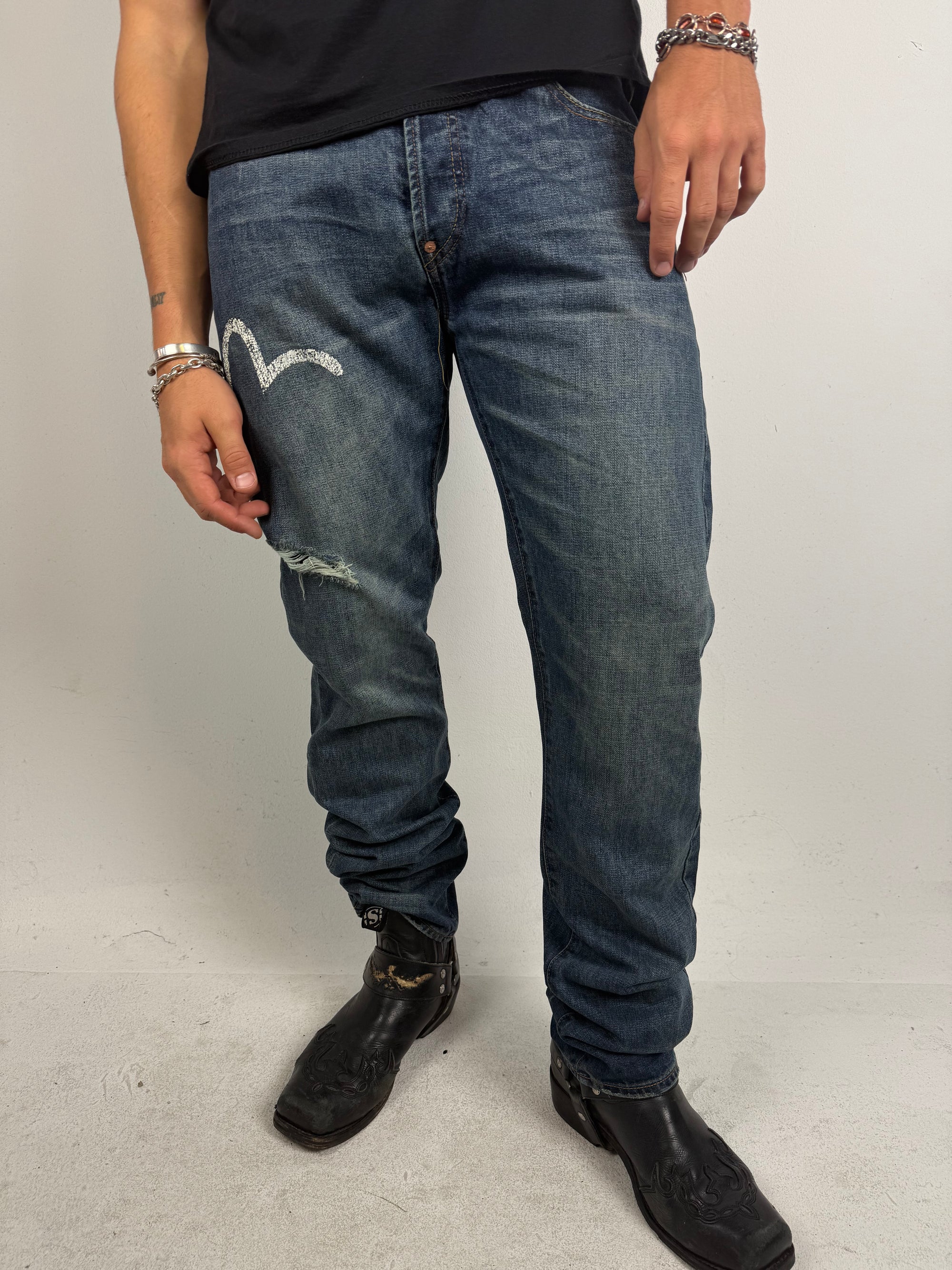 Vintage Evisu Dark Blue Denim Jeans L