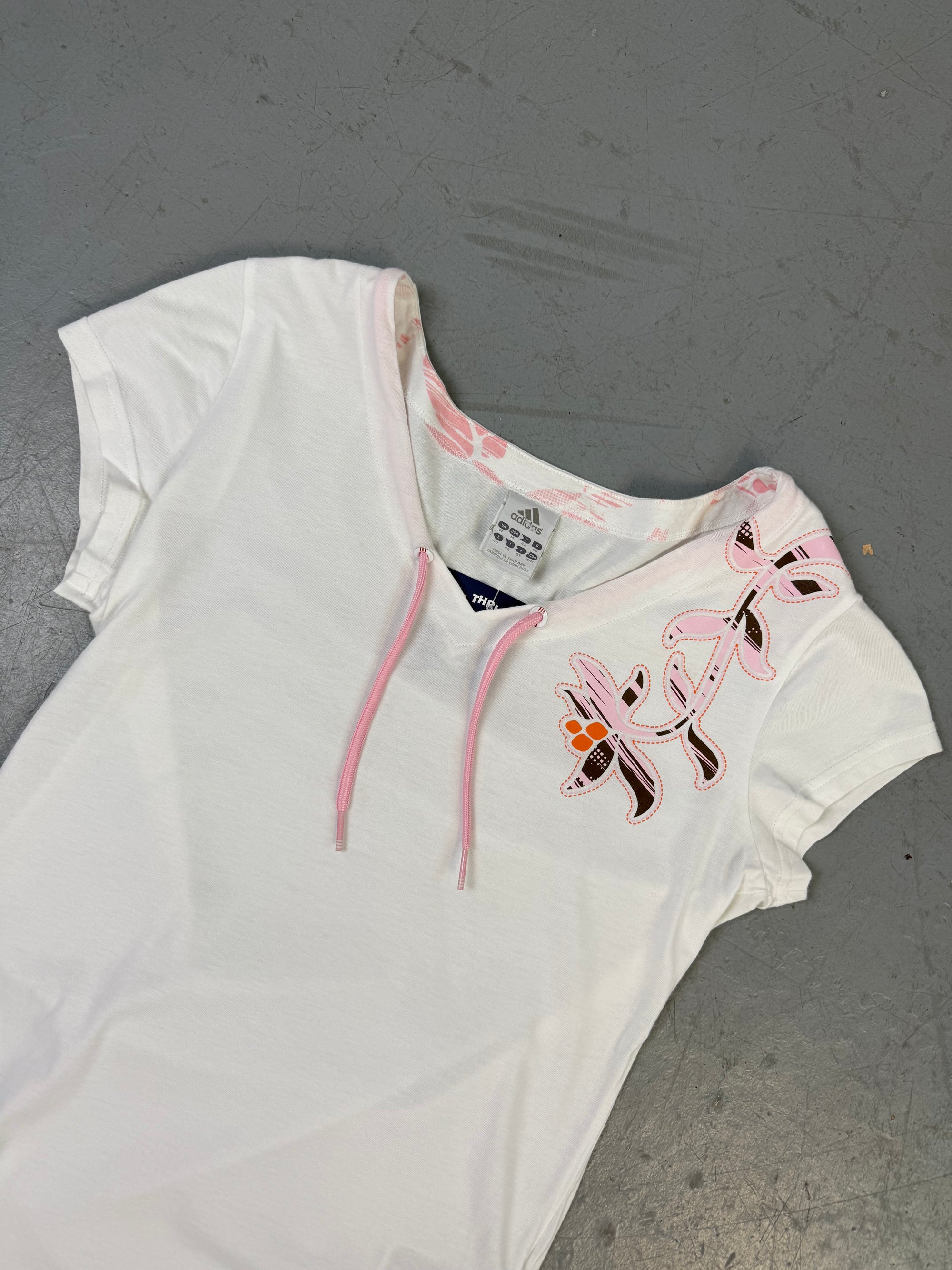 Vintage Adidas White and Pink Tee M