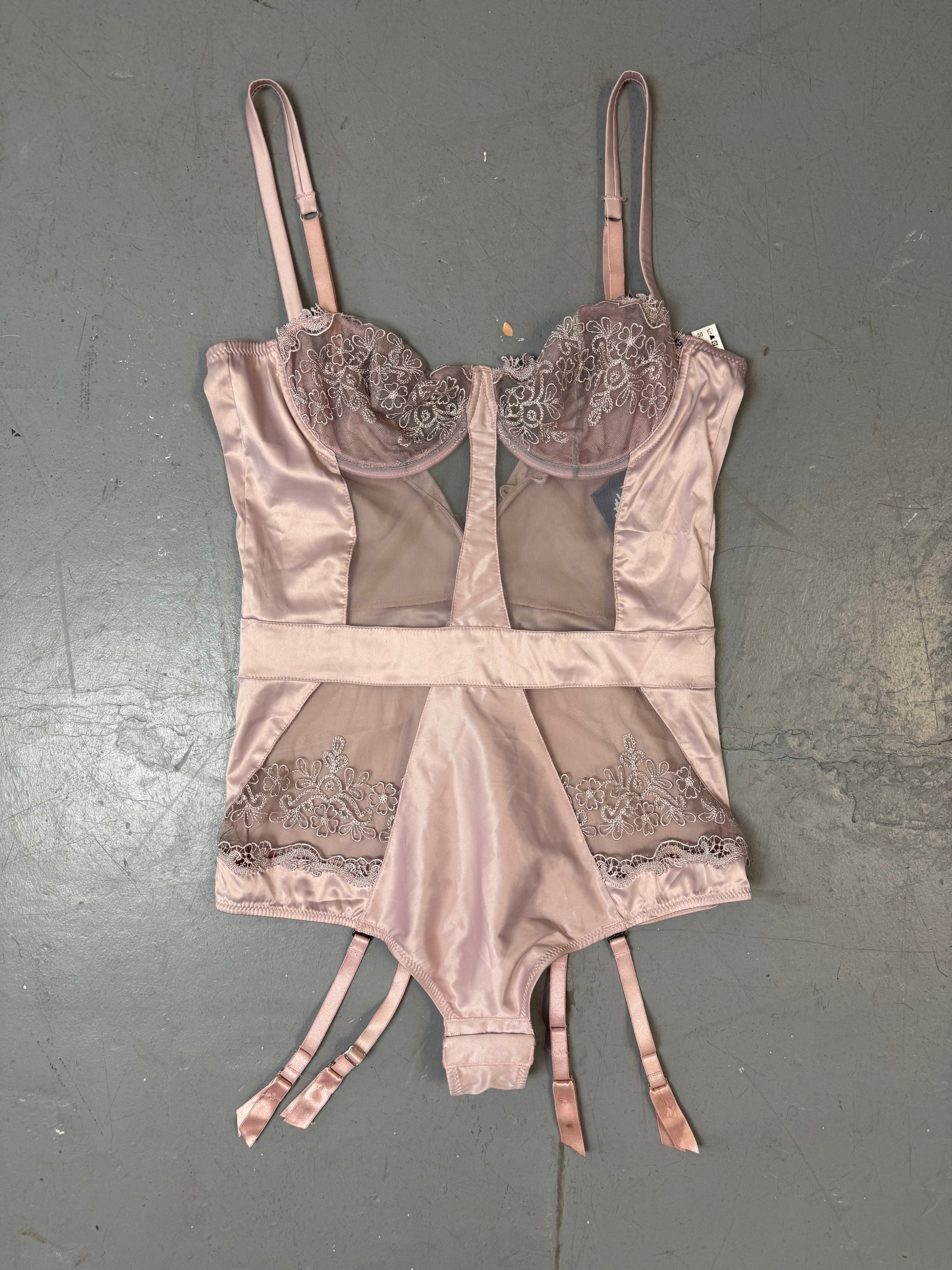 Vintage Light Pink Seethrough Lace Body S