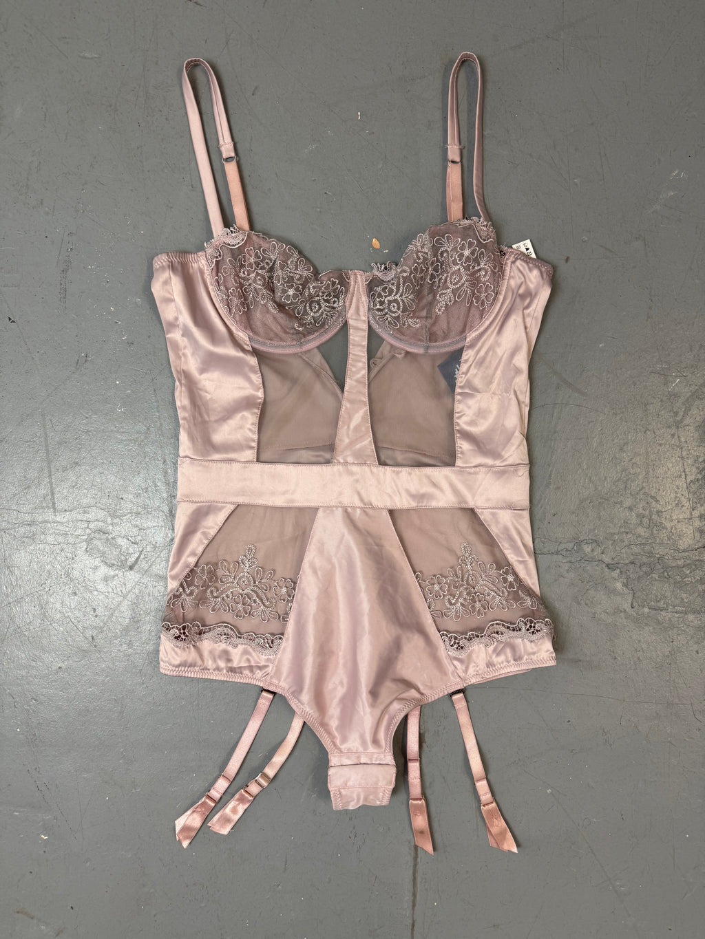 Vintage Light Pink Seethrough Lace Body S