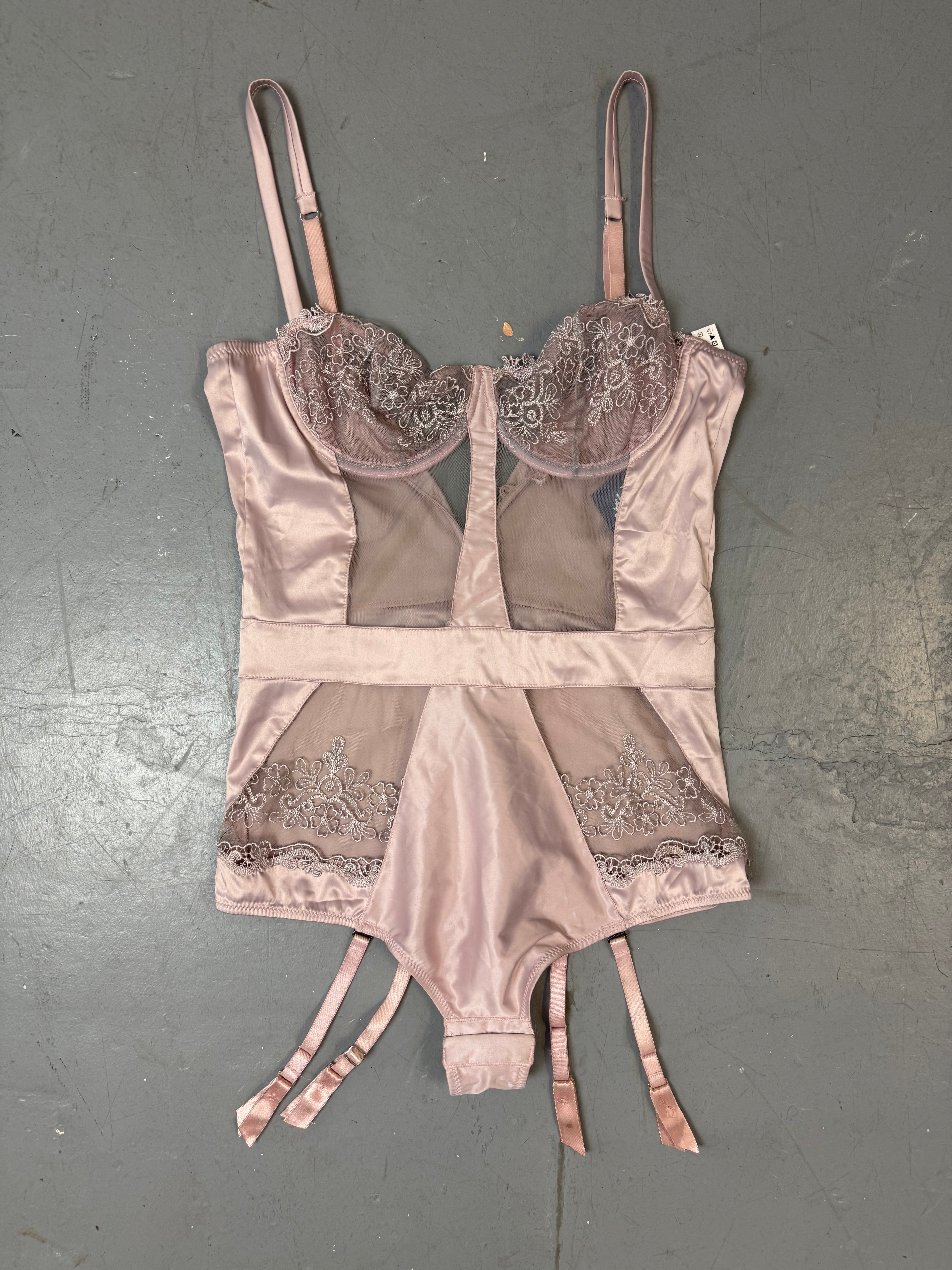 Vintage Light Pink Seethrough Lace Body S