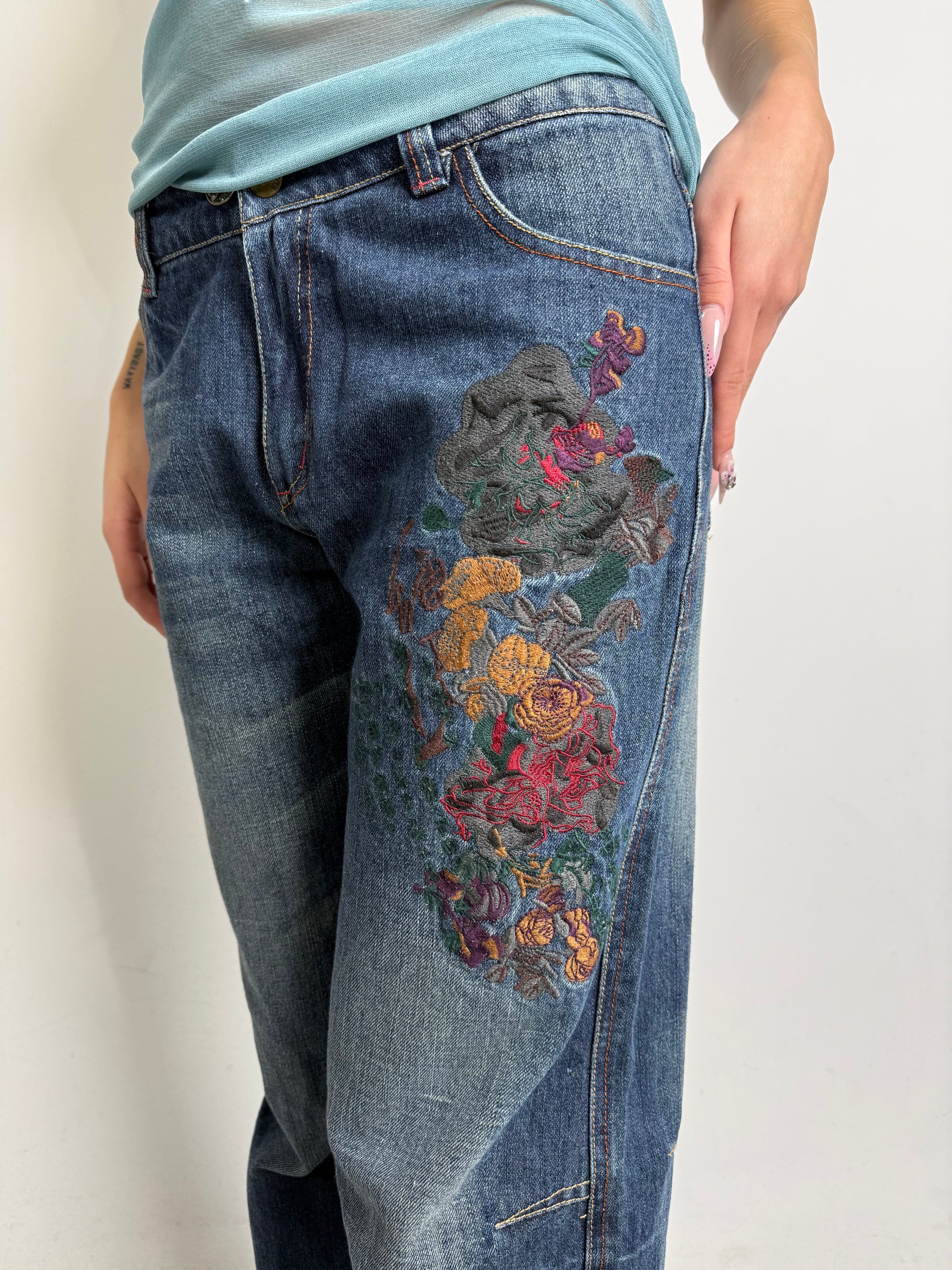 Vintage Yuan Fang Japanese Stitched Baggy Denim S/M