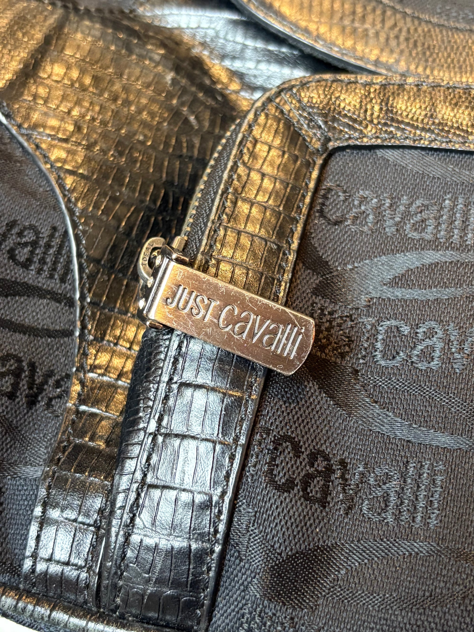 Vintage Just Cavalli Black Bag with Silver Details