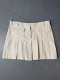 Vintage White Pleated Cord Mini Skirt für Damen. Y2K Secondhand 2000s Fashion.