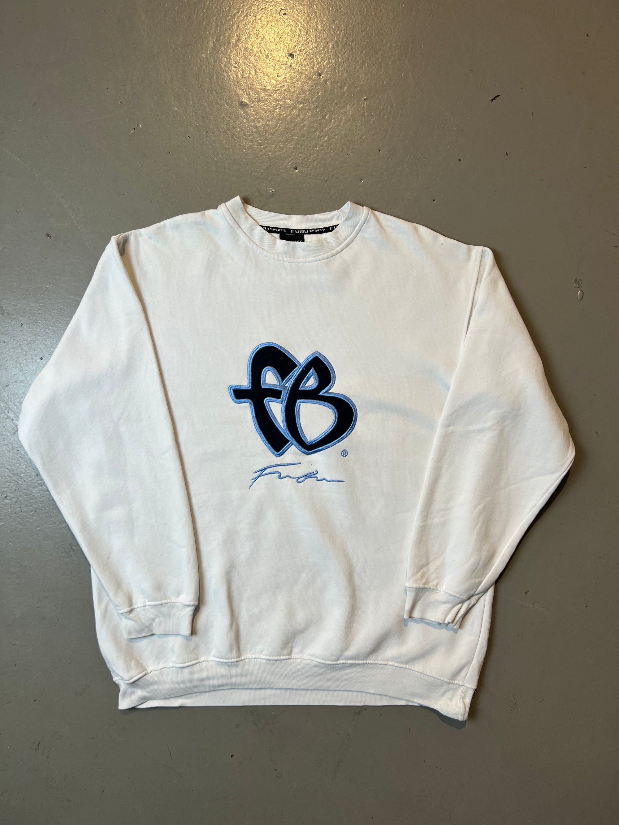 Vintage White Fubu Logo Sweater L/XL