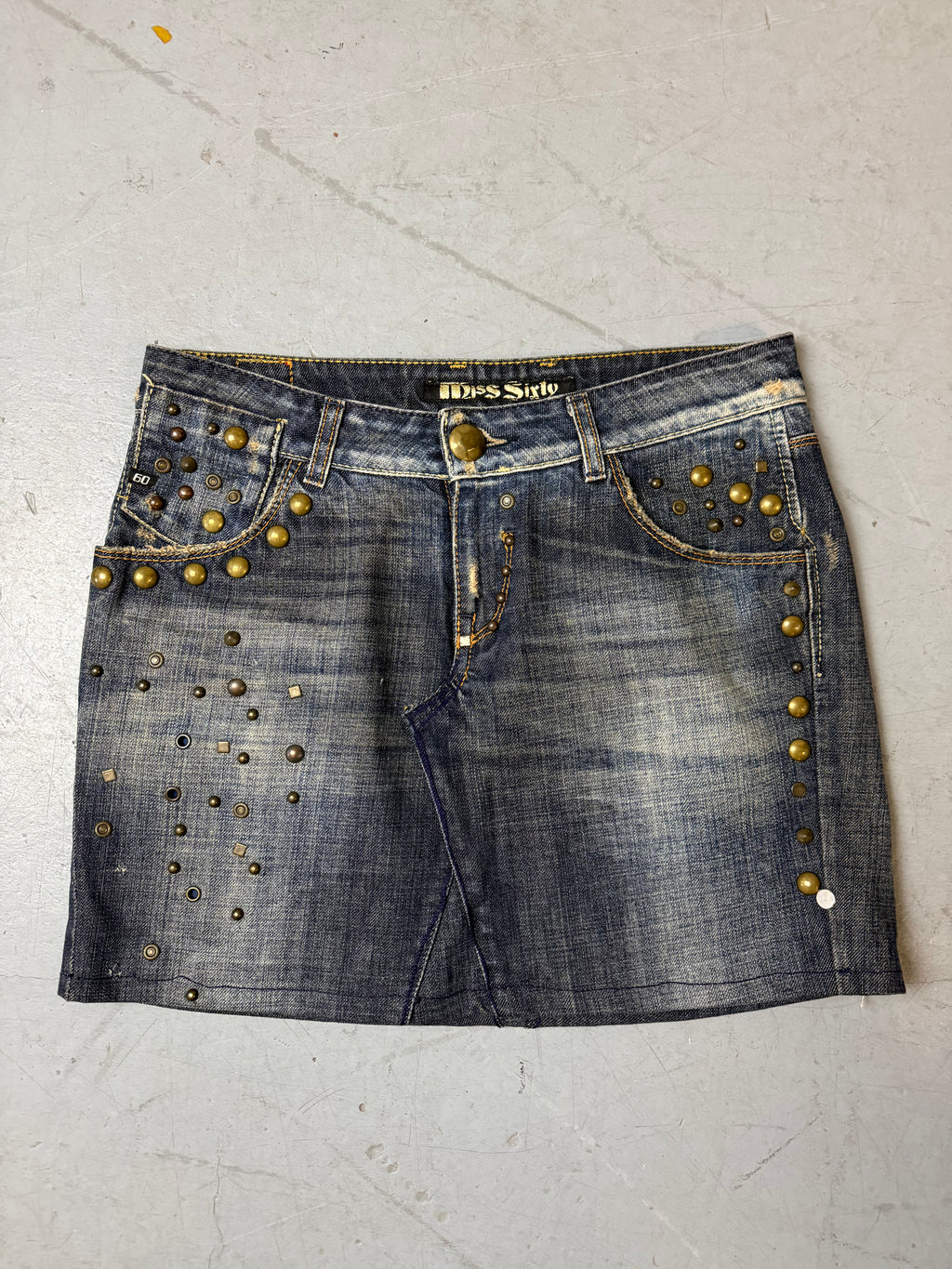 Vintage Miss Sixty Denim Mini Skirt with Studs M