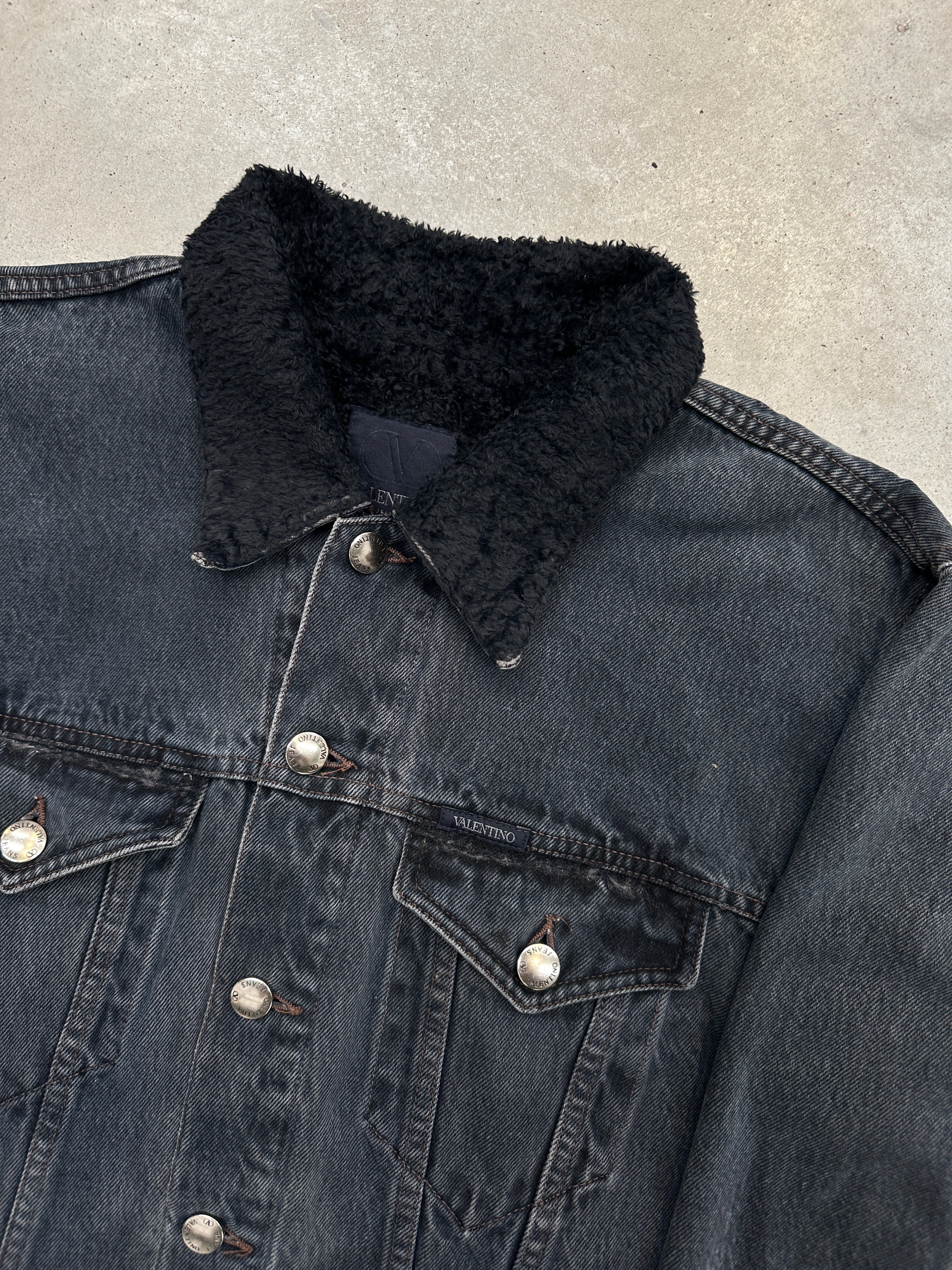 Vintage Valentino Denim Jacket with Teddy Lining L