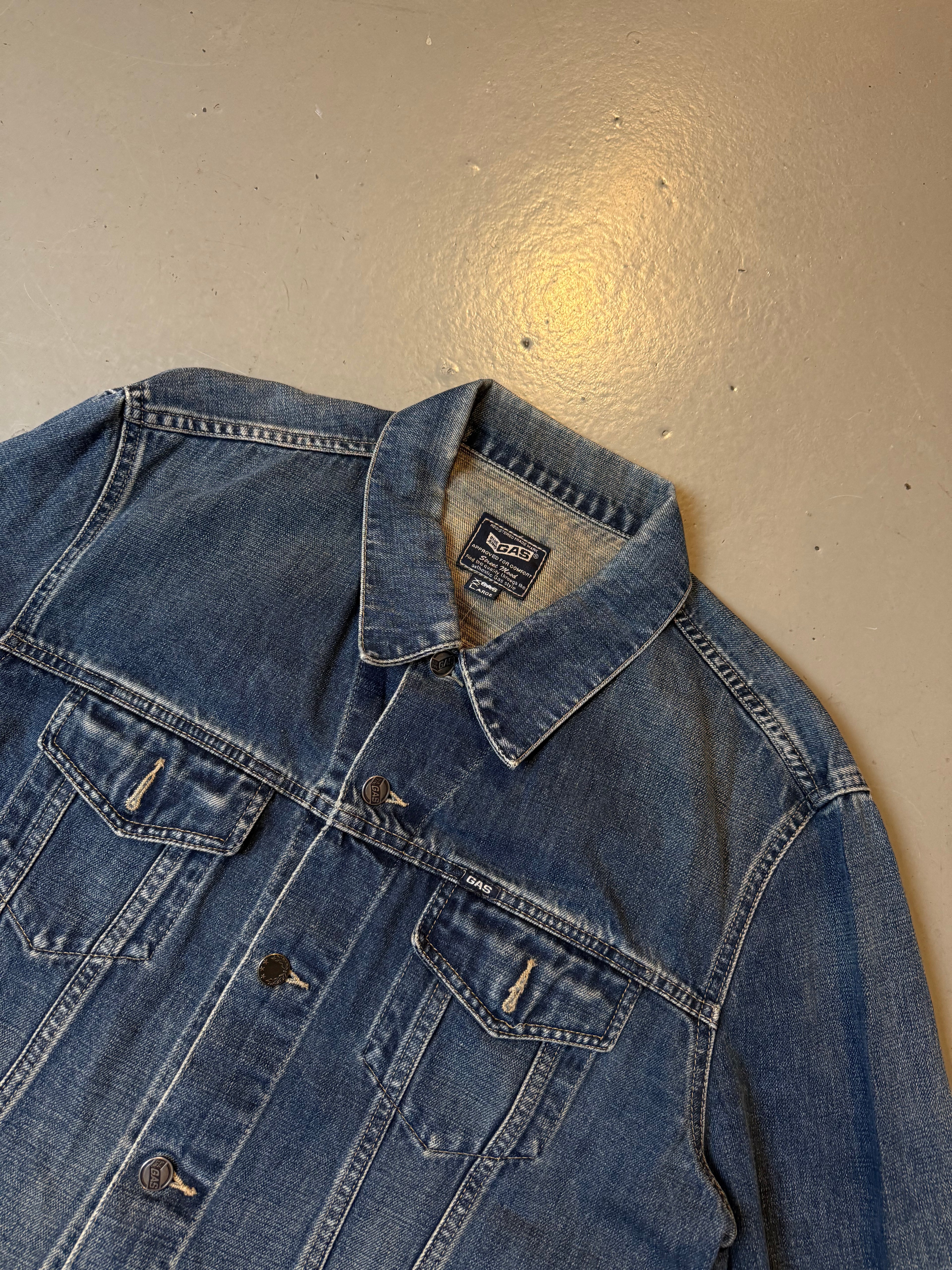 Vintage GAS Blue Washed Denim Jacket XL