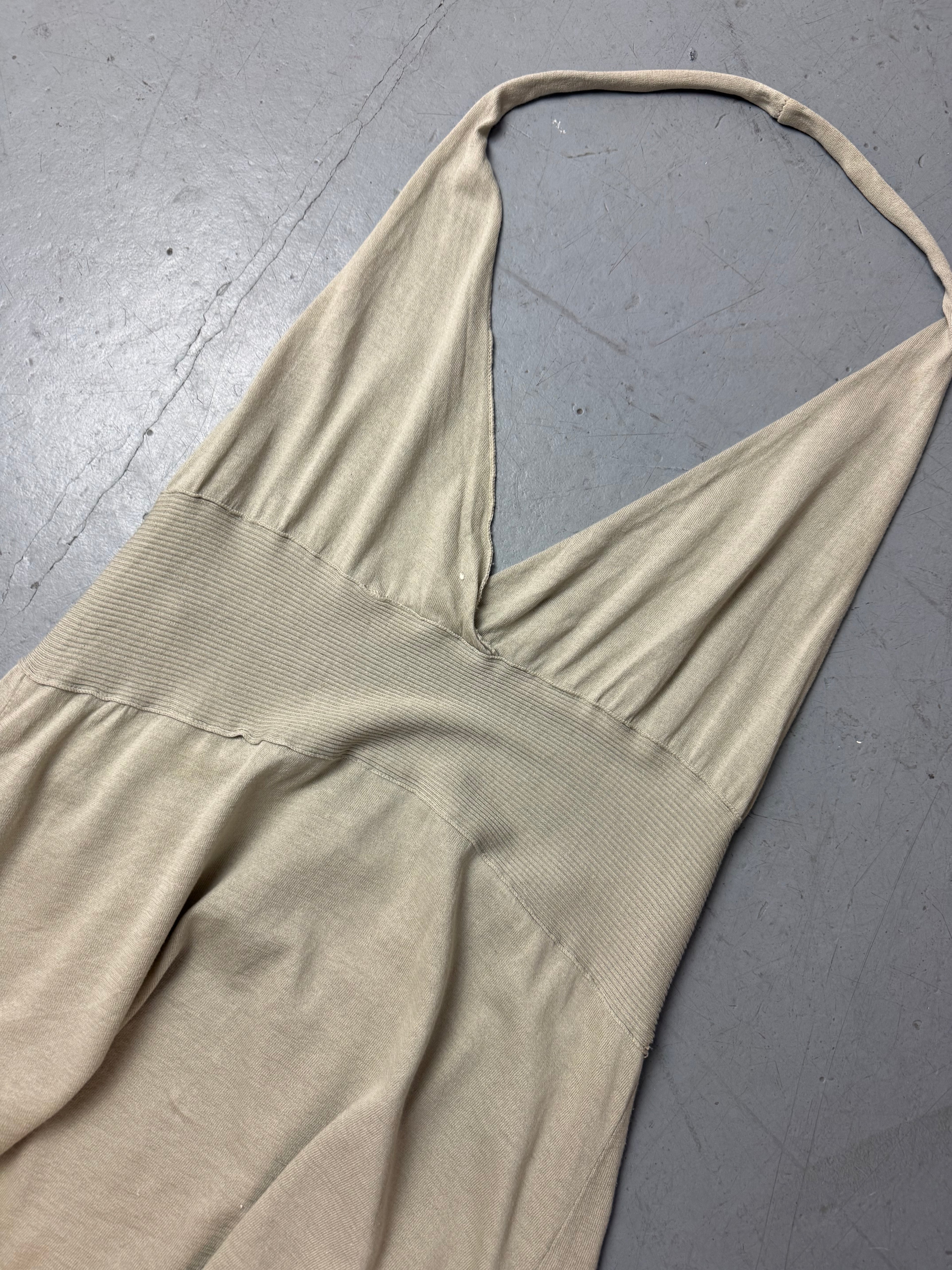 Vintage Beige Halter Mini für Damen. Secondhand Y2K 2000s Fashion