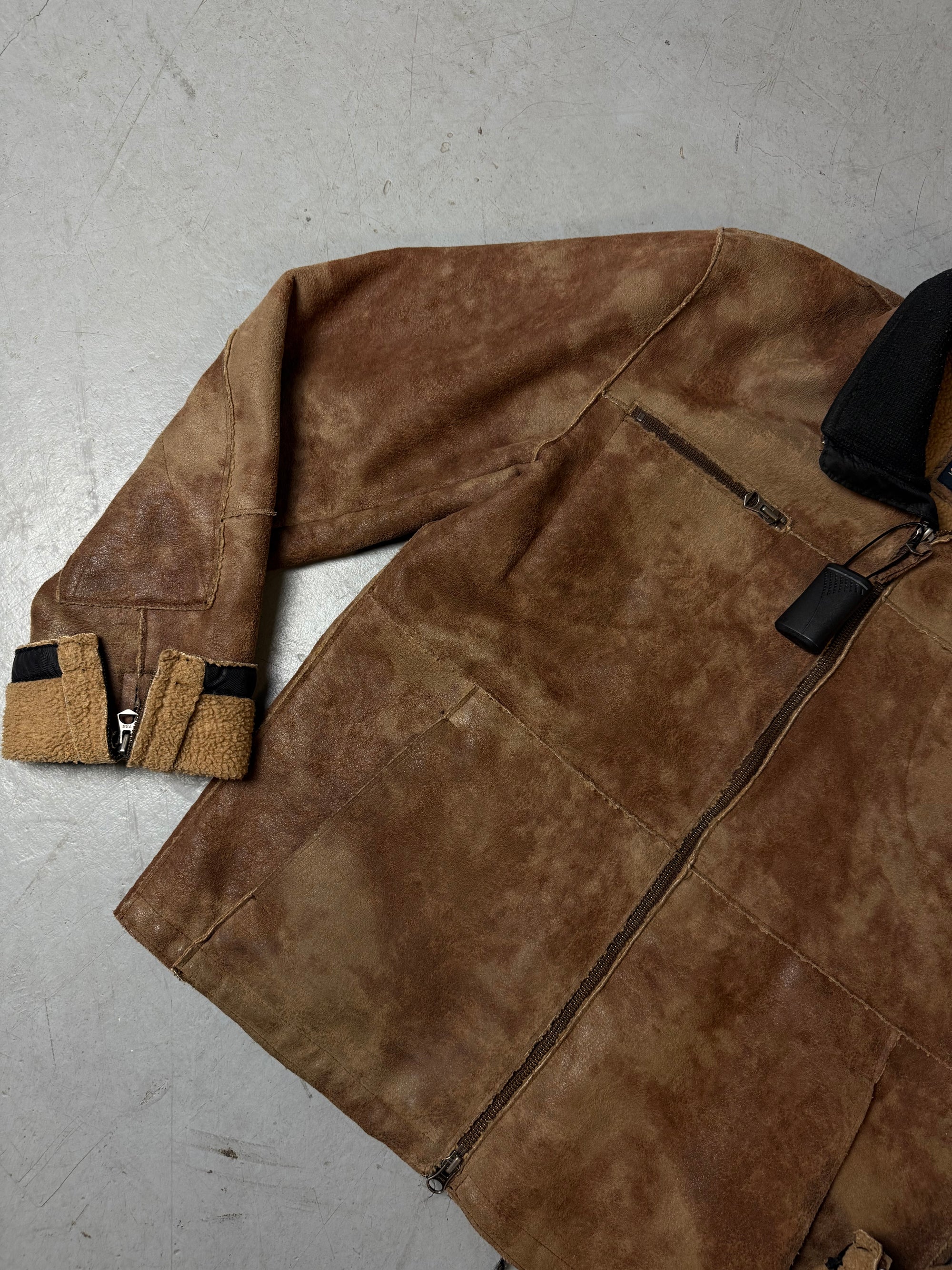 Vintage Armani Jeans Brown Faux Sherling Jacket M/L