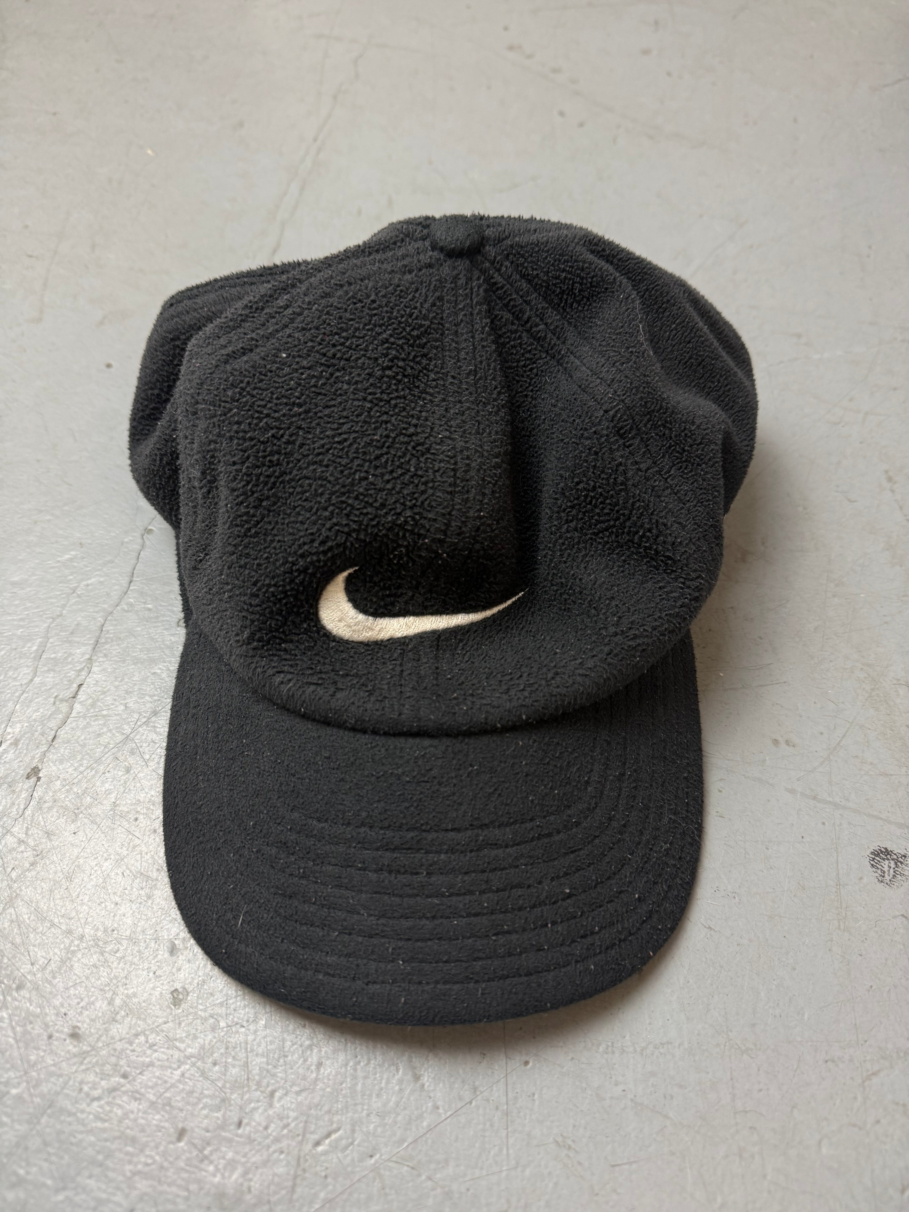 Vintage Nike Black Fleece Cap. Unisex. Y2K Second Hand 2000s Fashion