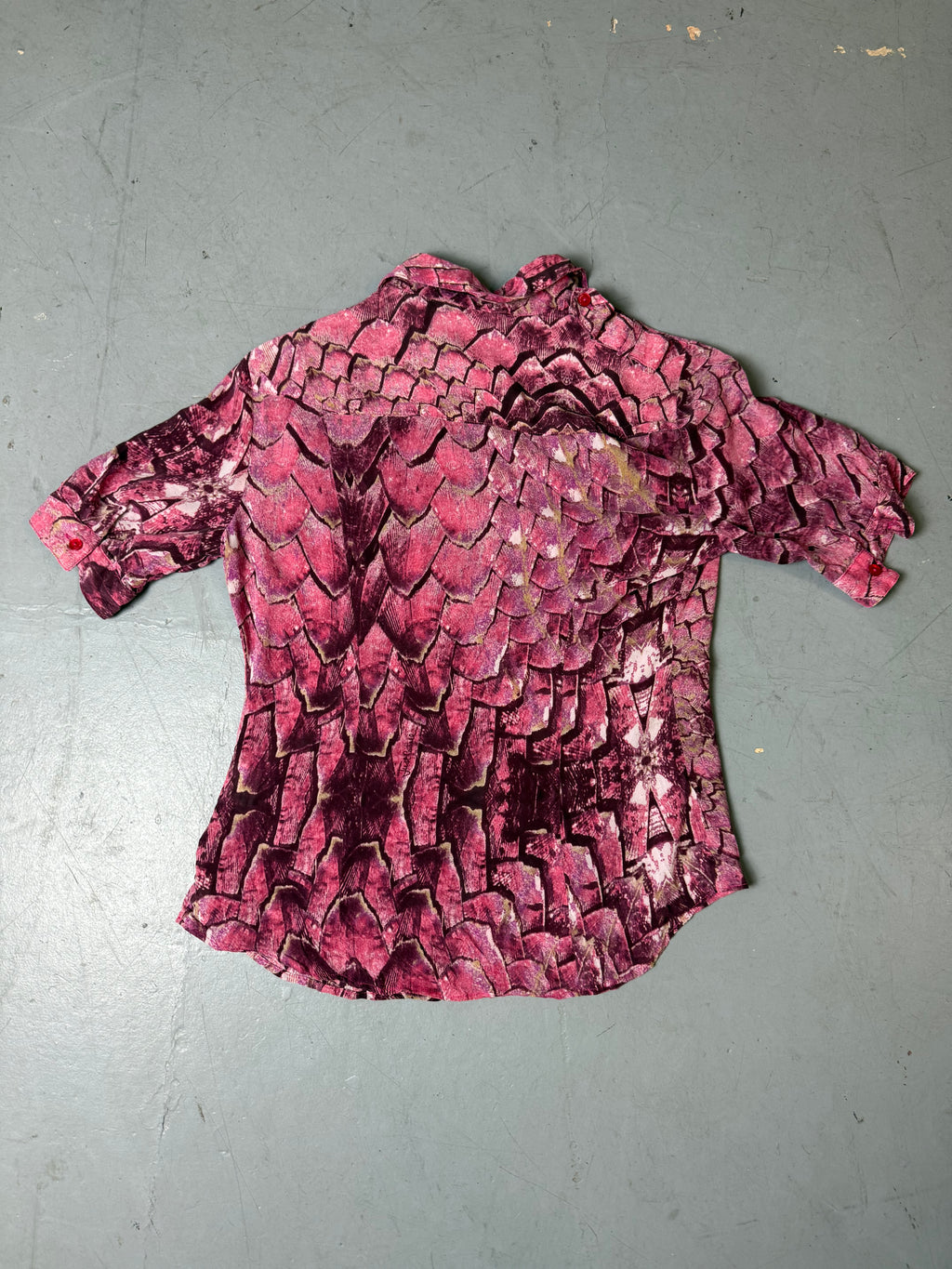 Produktbild von Vintage Just Cavalli Pink Snake Optic Button Up Shirt von vorne