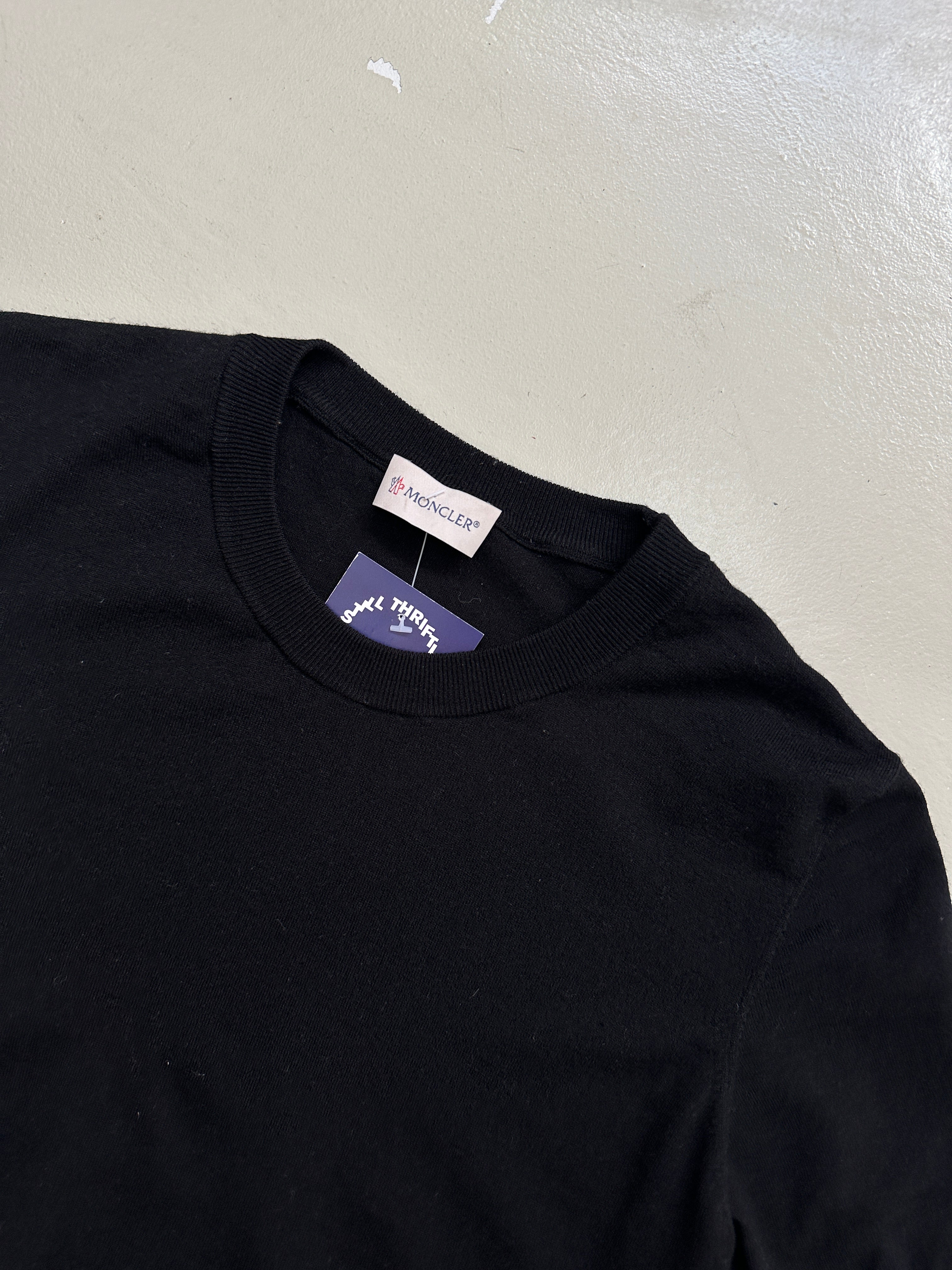 Vintage Moncler Black Short Sleeve Wool Top L