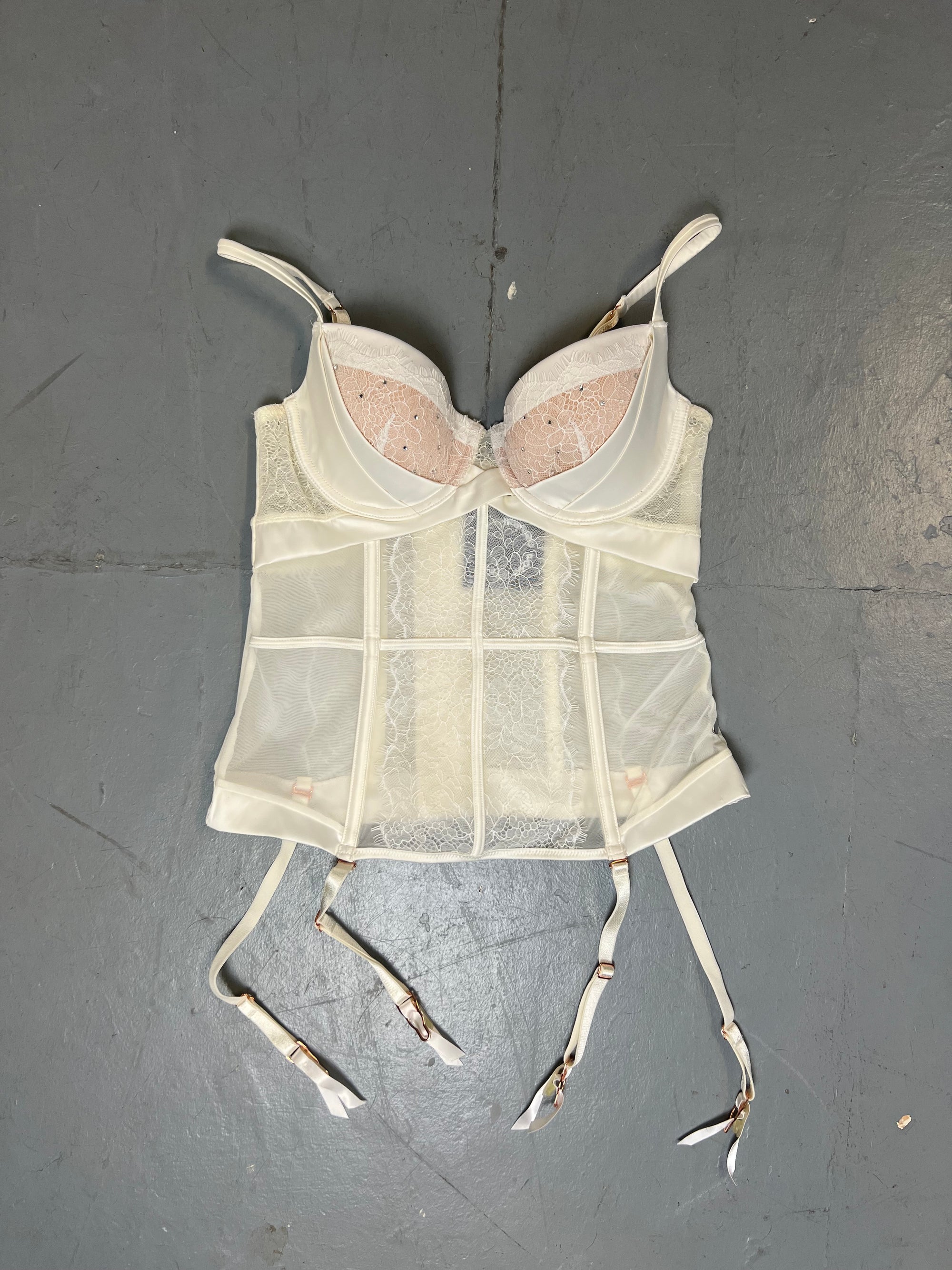 Vintage White Transparent Corsett Top S/M