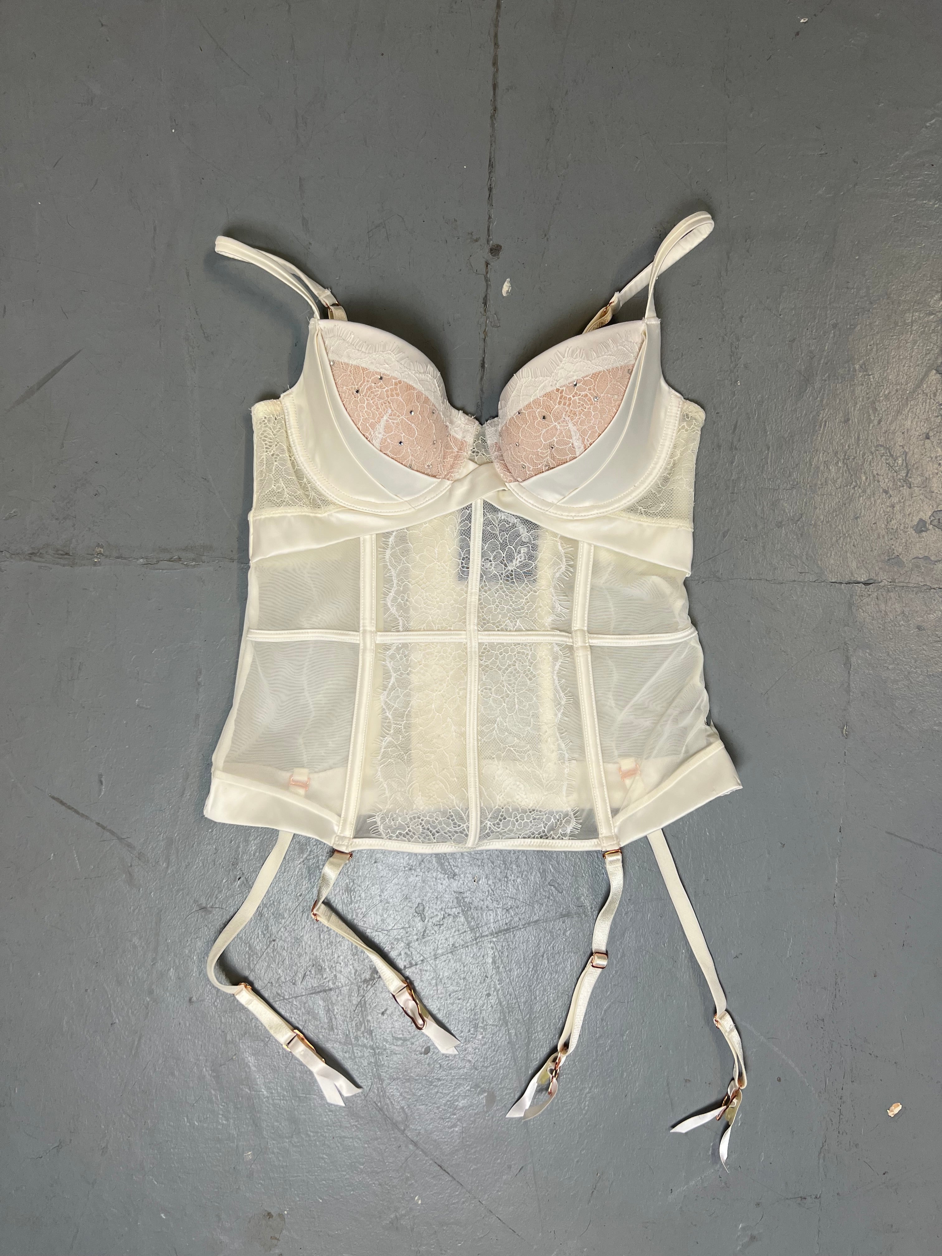 Vintage White Transparent Corsett Top S/M