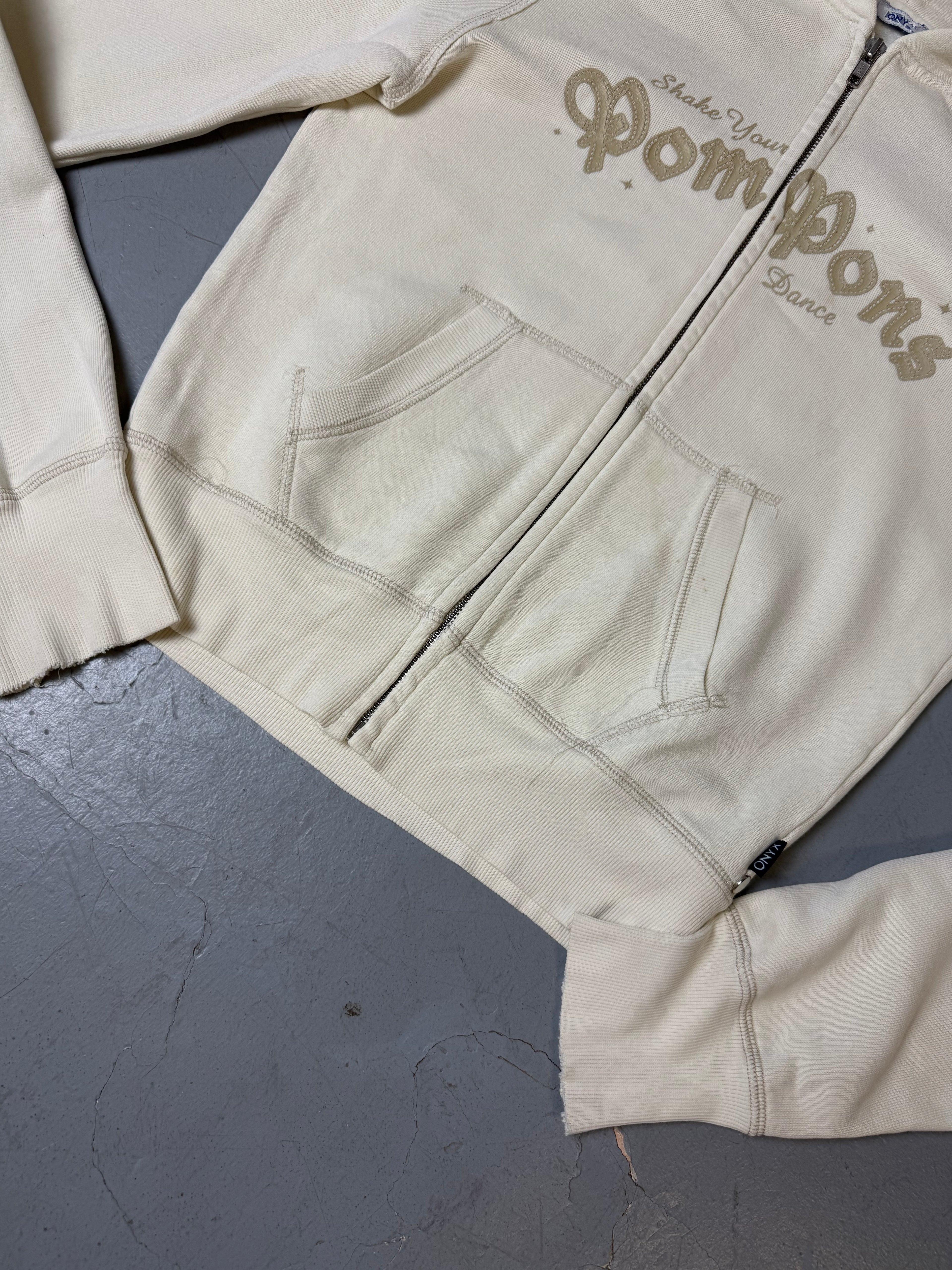Cream Zip Up Hoodie von Onyx in Größe S mit Print vorne 