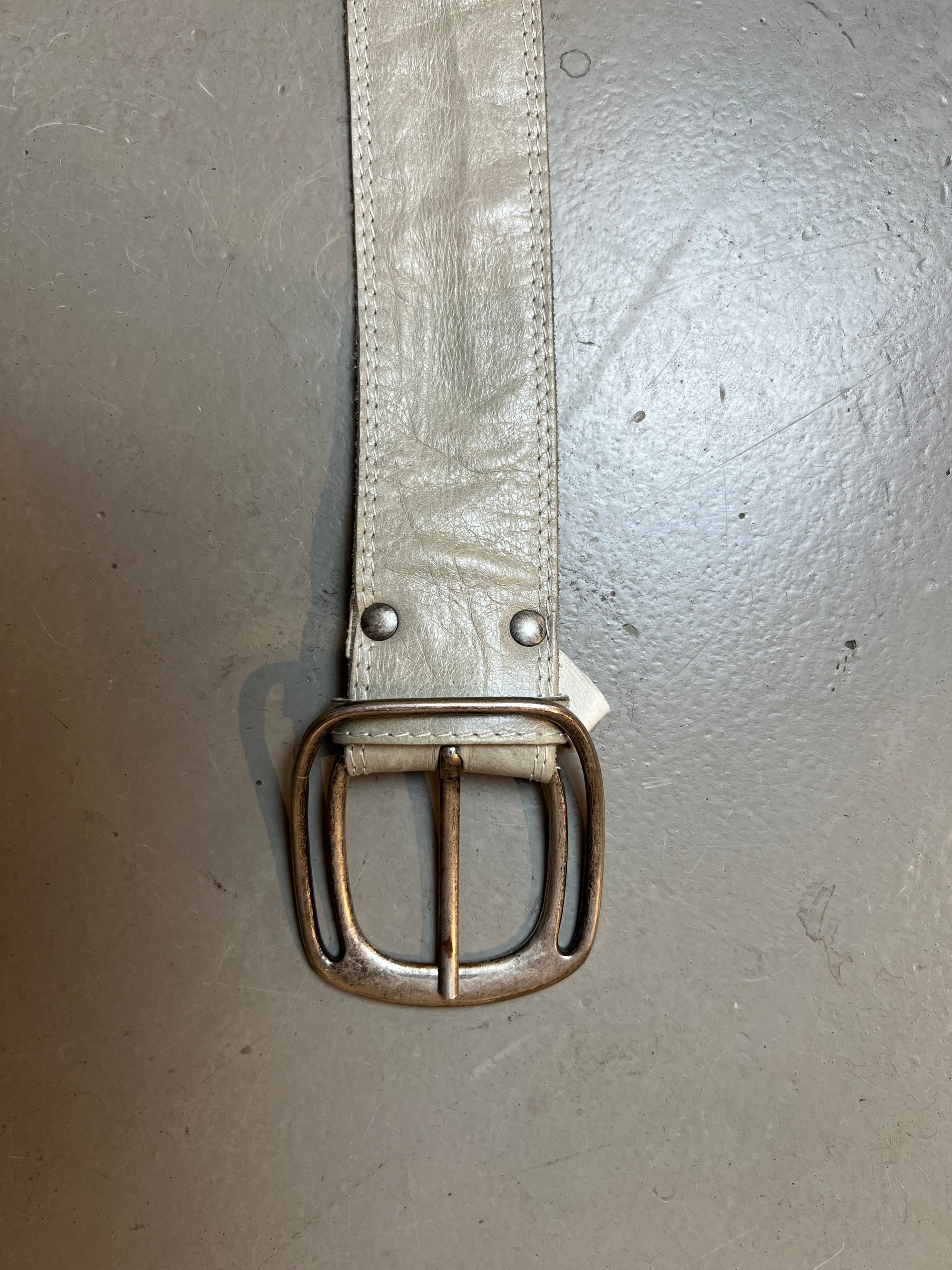 Vintage Beige Leather Belt