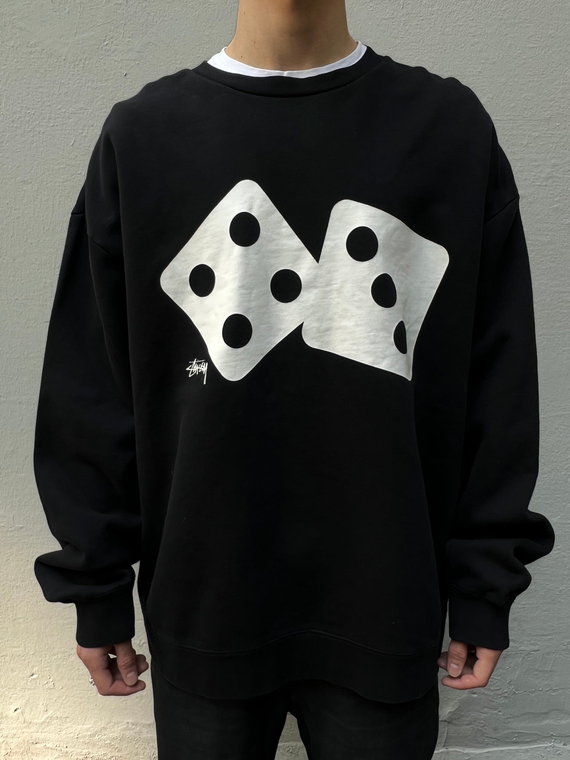 Vintage Black Stüssy Sweater With Cubes Print XXL