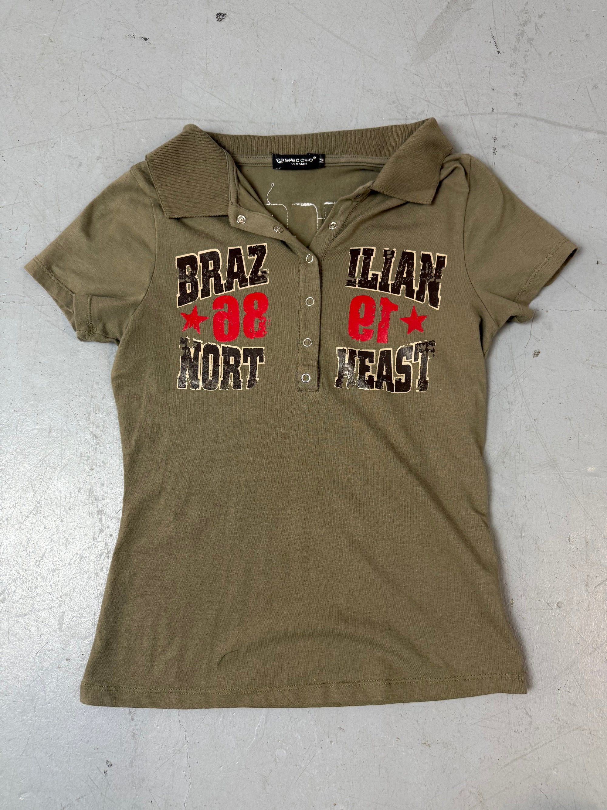 Vintage Khaki Button Up Y2K Polo S/M