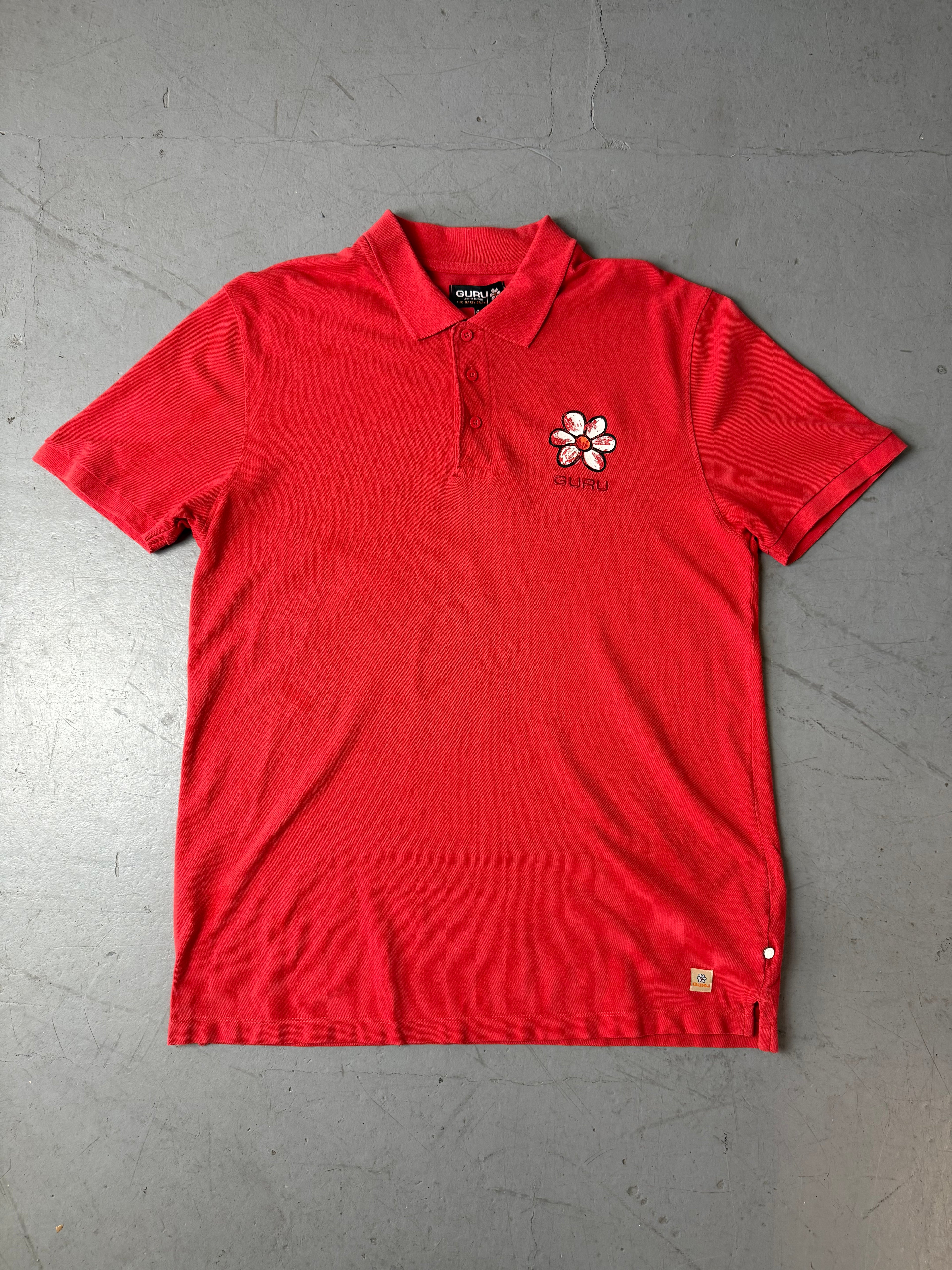 Vintage guru orangenes Polo Hemd für Herren y2k 2000s Fashion 