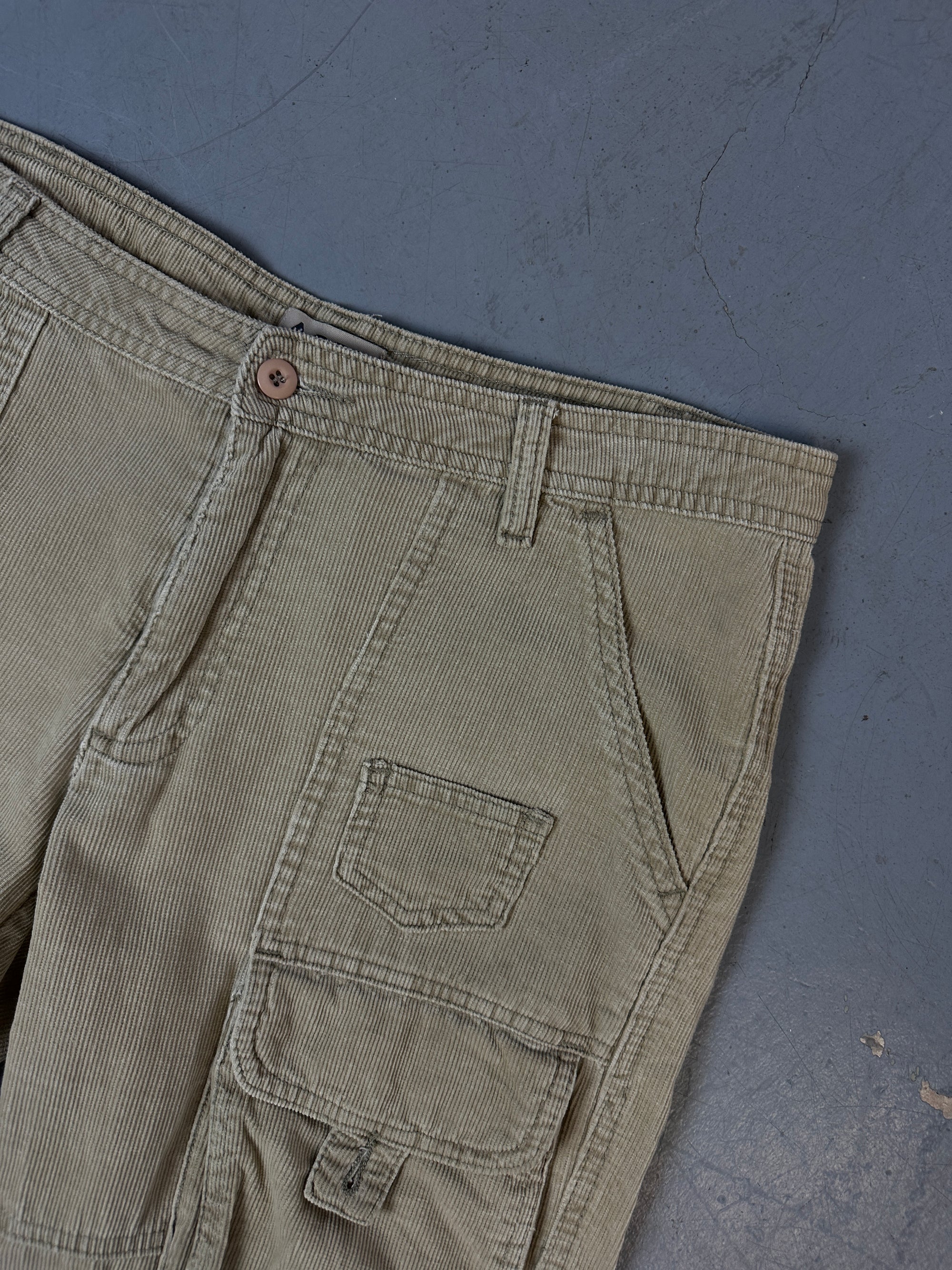 Vintage Beige Cord Cargo Pants M