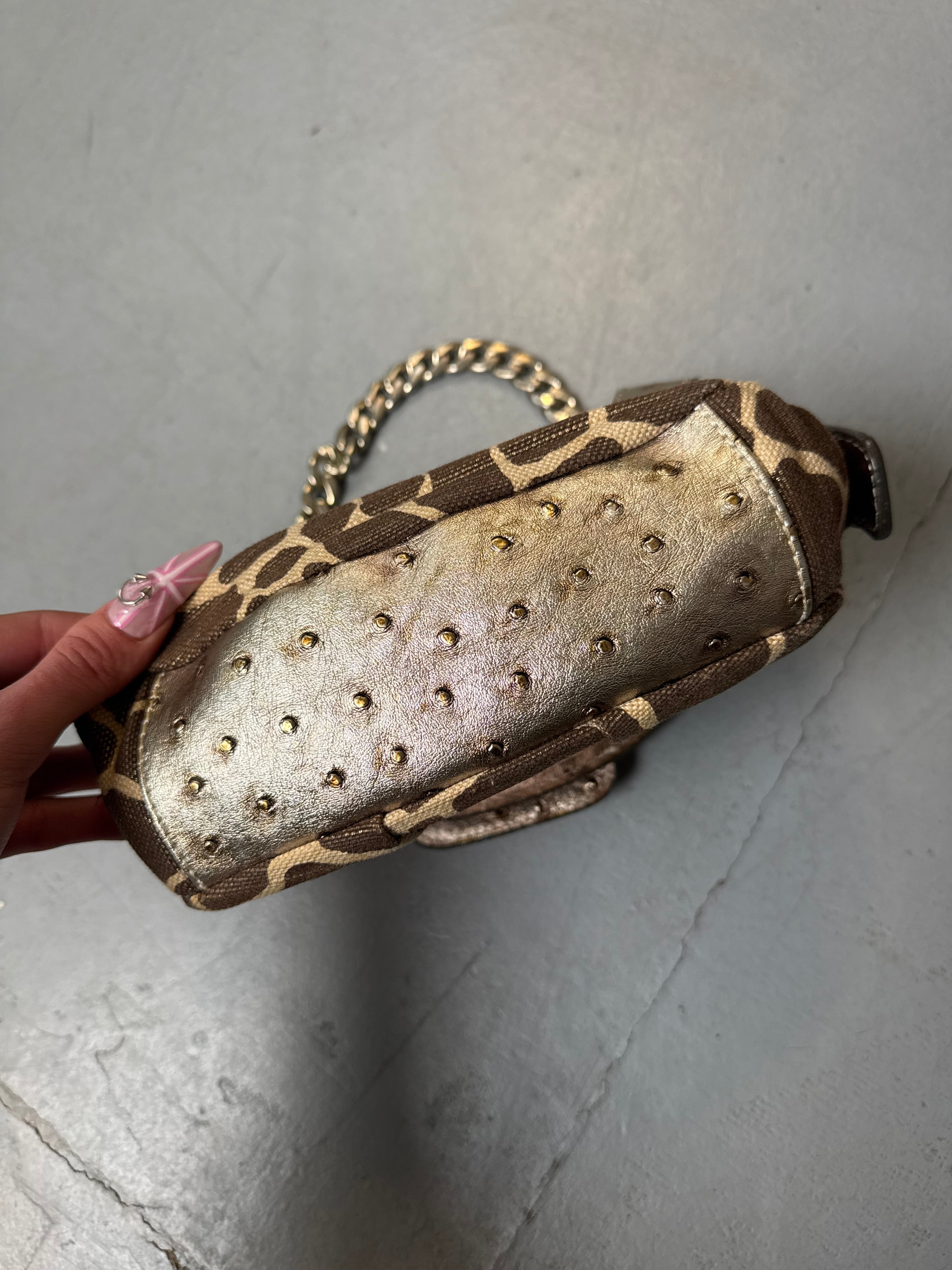 Vintage Guess Giraffe Print Mini Bag for girls Y2K Second Hand 2000s Fashion 