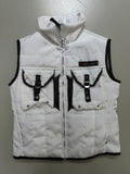 Vintage White Utility Puffer Vest für Herren. Y2K Second Hand 2000s Fashion