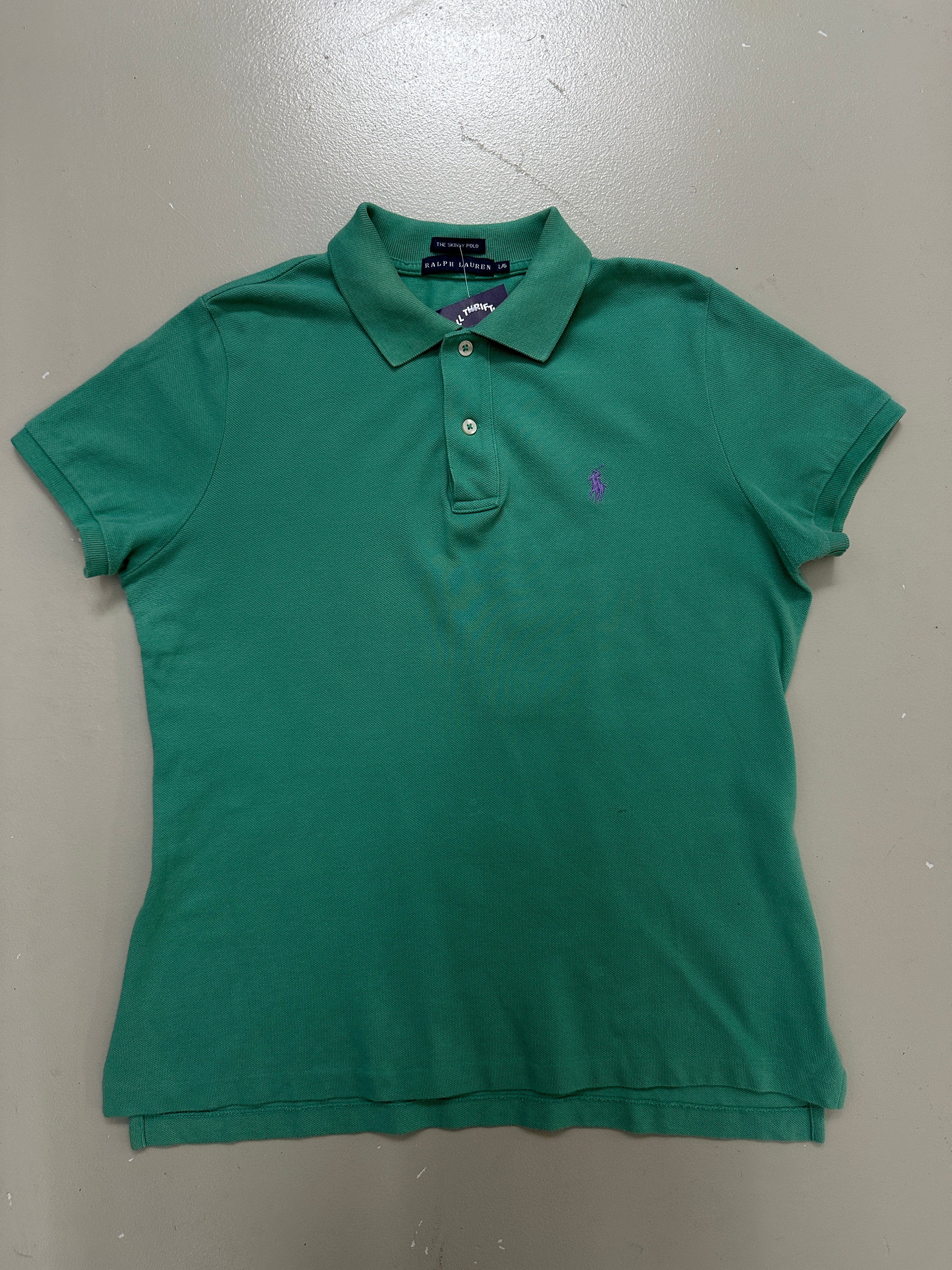 Vintage Polo Ralph Lauren Mint Green Polo Shirt für Herren. Y2K Second Hand 2000s Fashion 