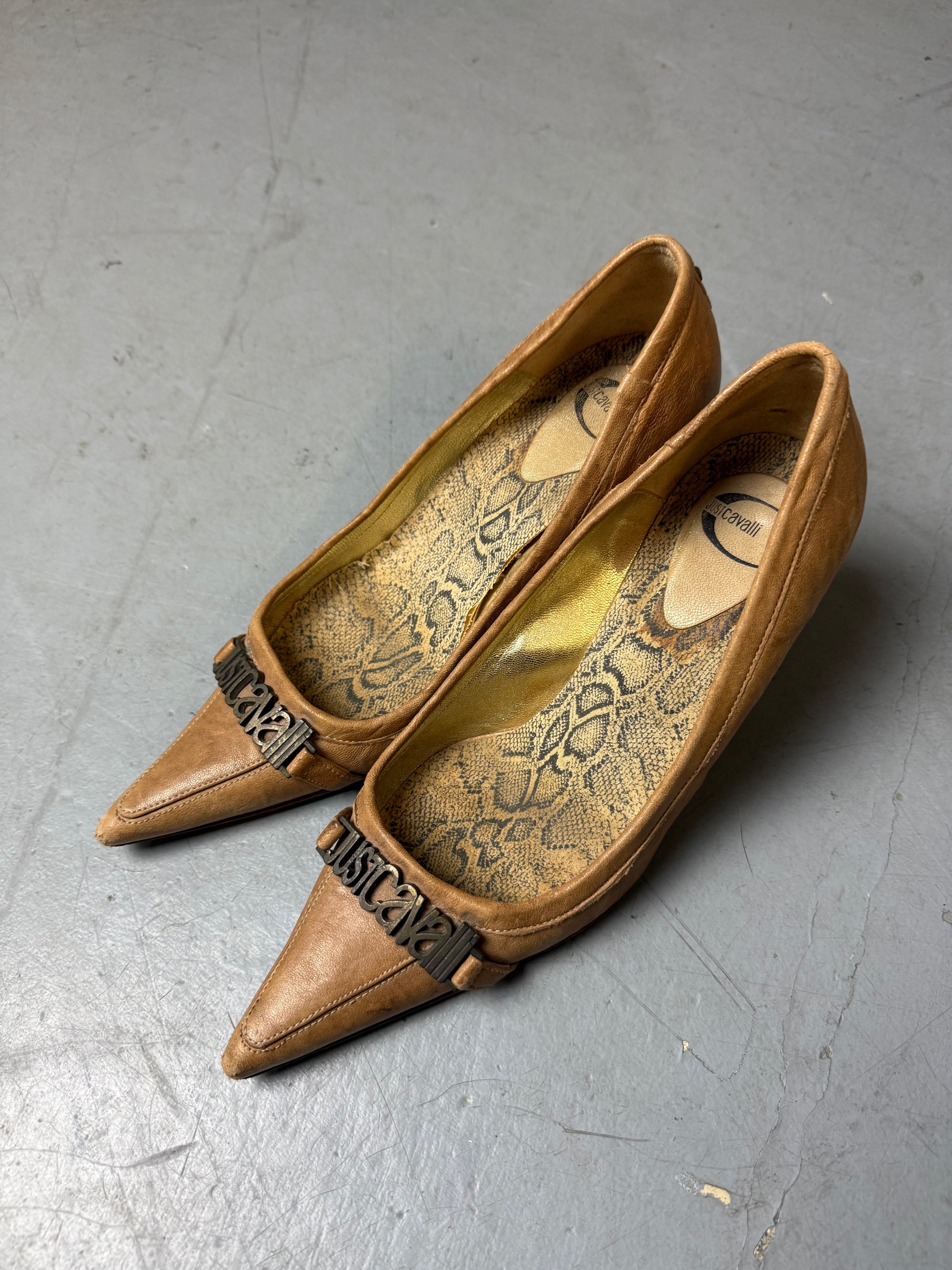 Vintage Cavalli braune heels kitten heels Y2K