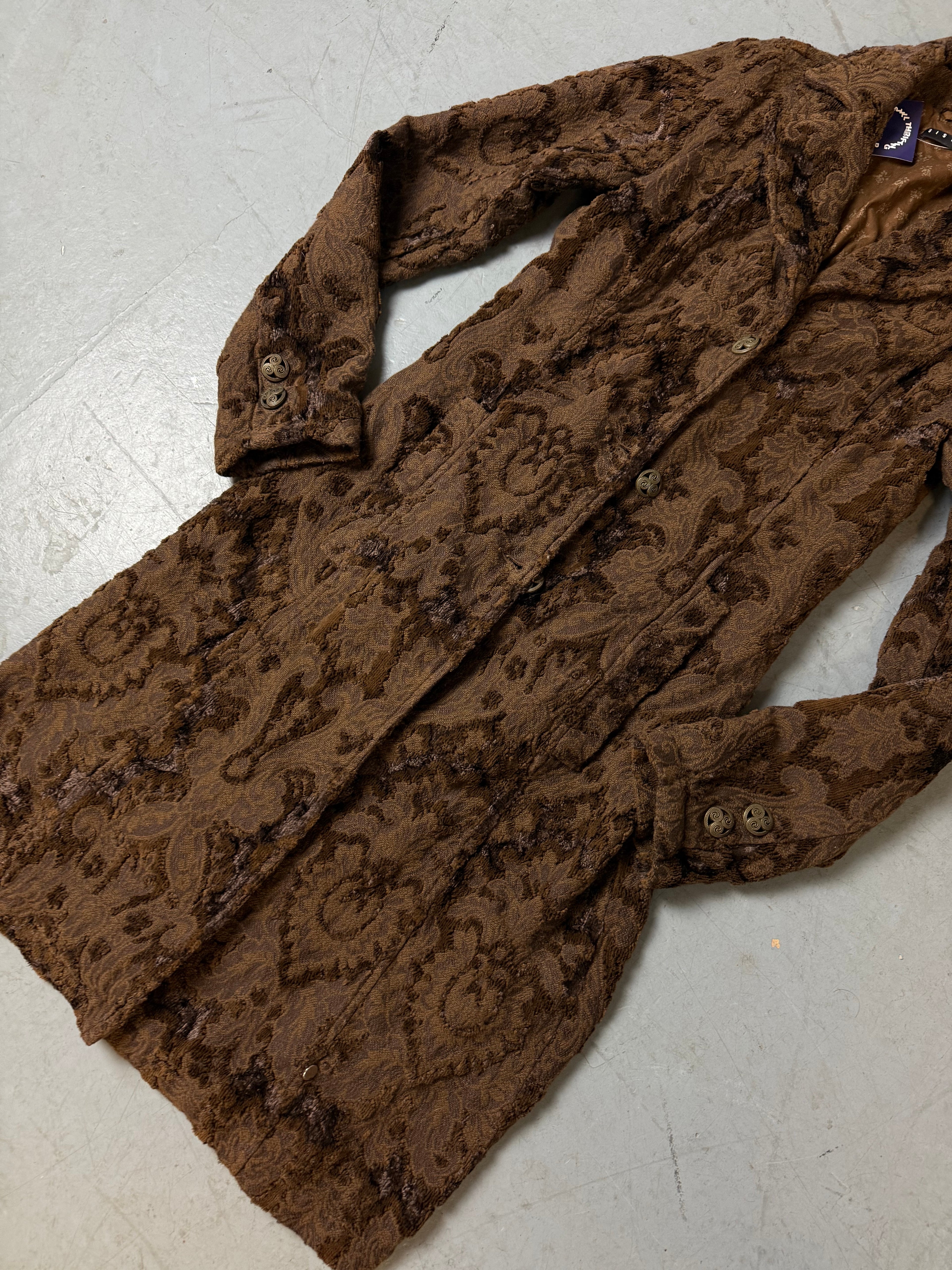 Vintage Sisley Brown Floral Coat M