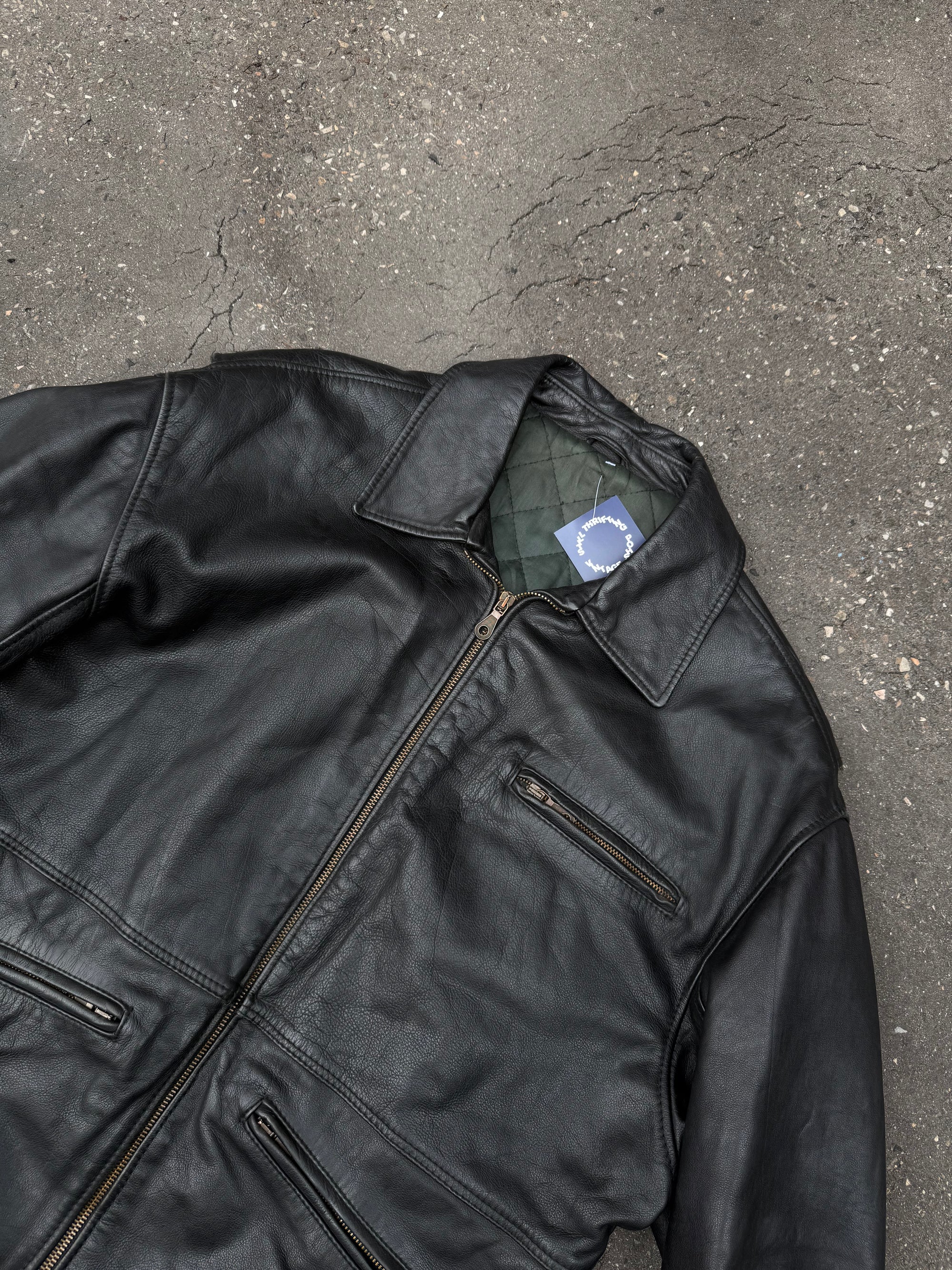 Vintage Fery Black Long Leather Jacket XL