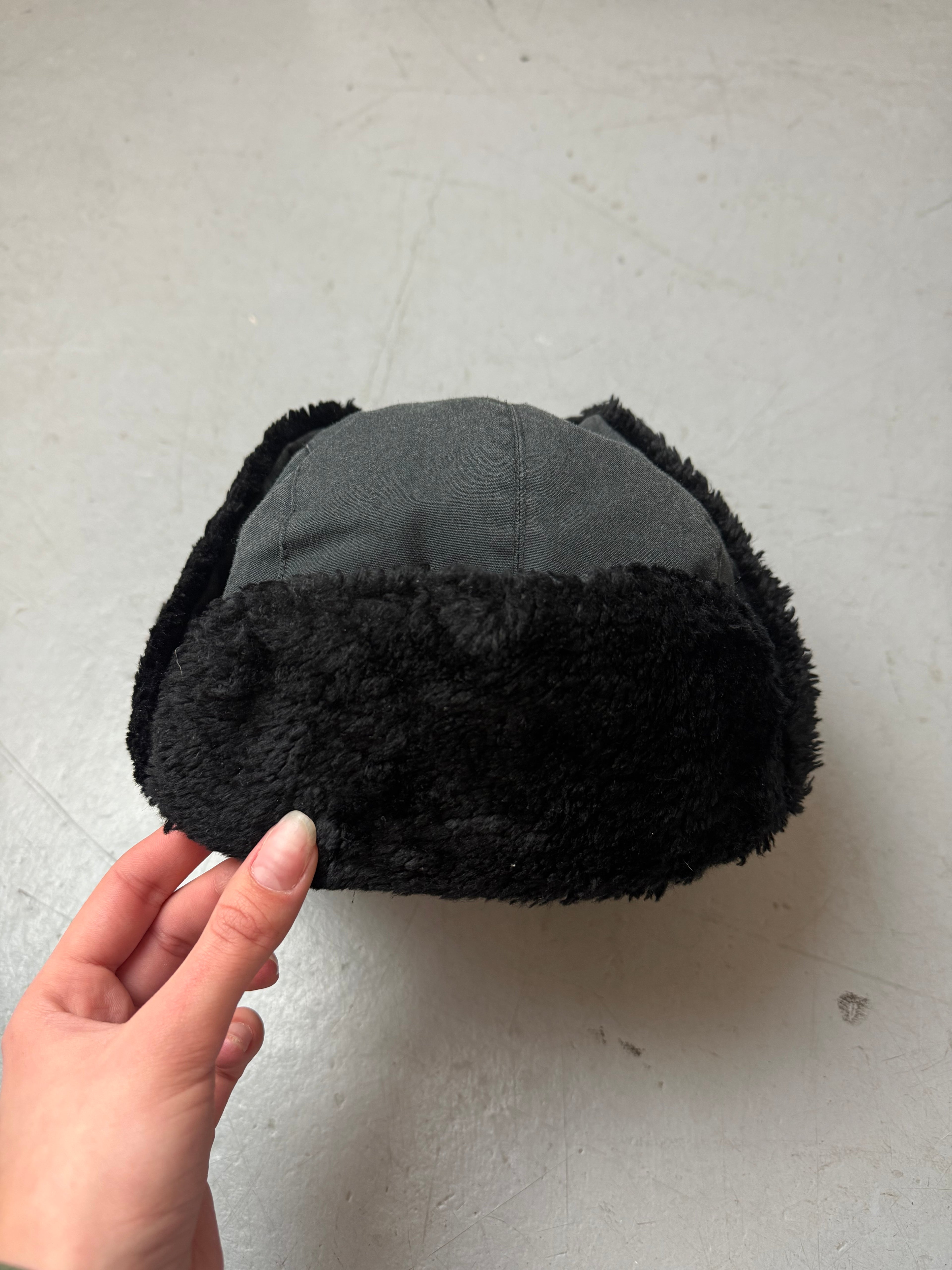 Vintage Black Faux Fur Ushanka. Unisex. Y2K Second Hand 2000s Fashion