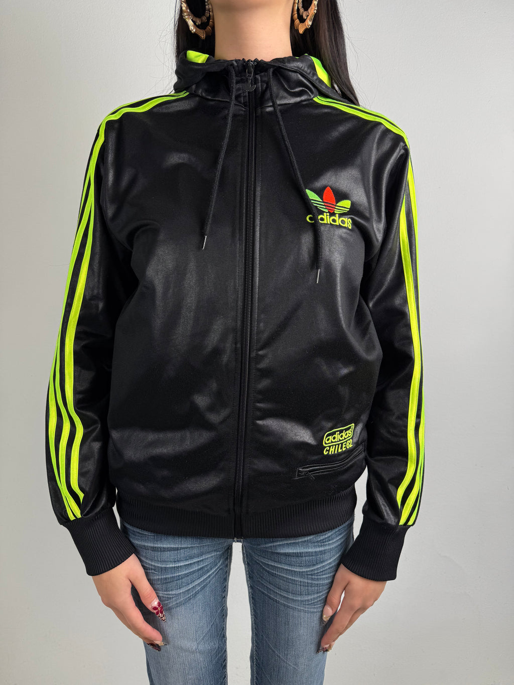 Vintage Adidas Chile62 Black Green and Red Track Jacket S/M