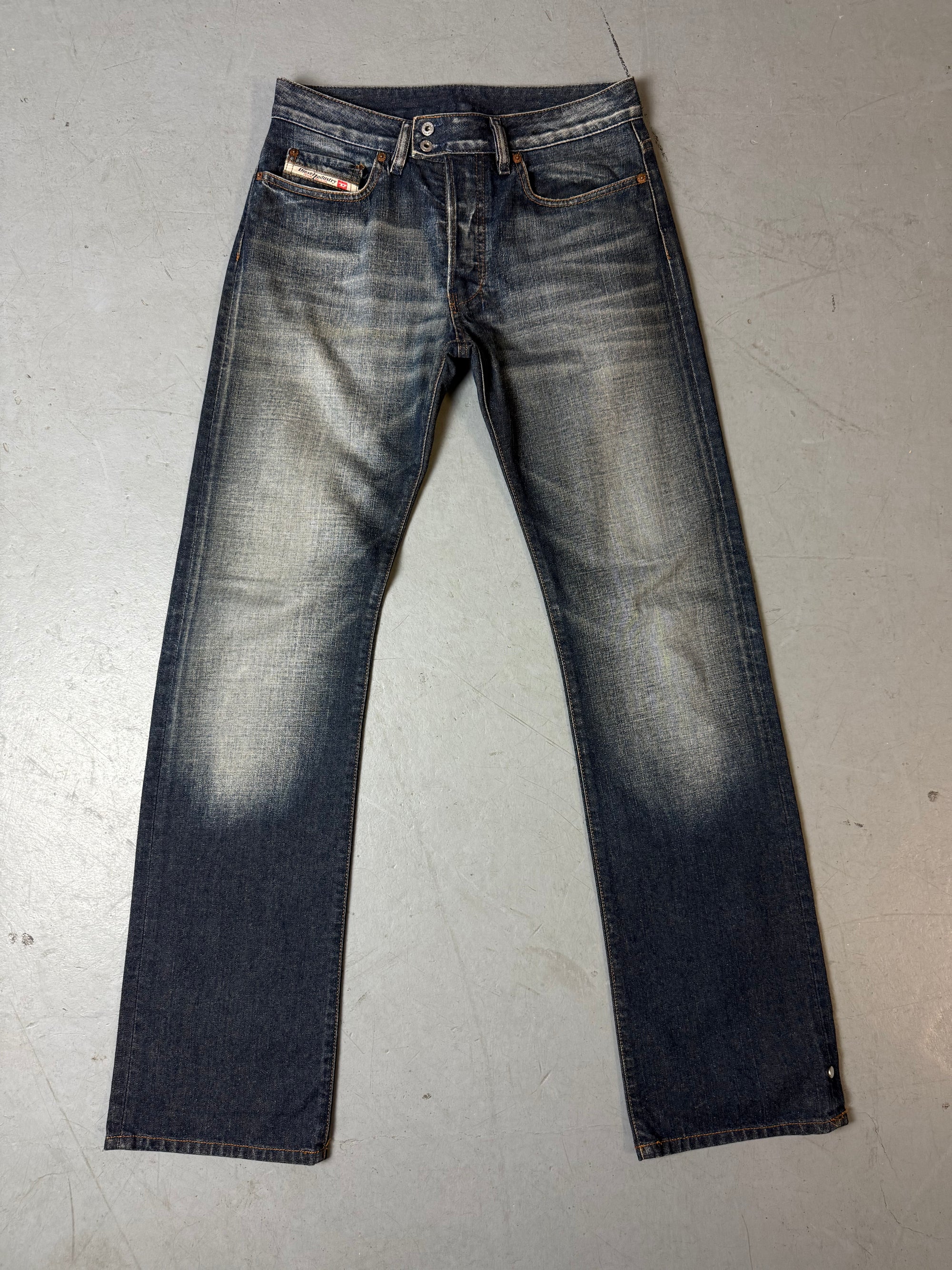 Produktbild von Vintage Diesel Grey Blue Washed Bootcut Jeans von vorne