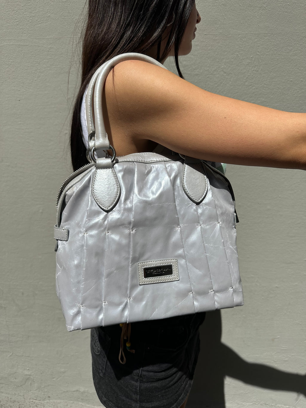 Vintage Silver Ruffled Mini Bag