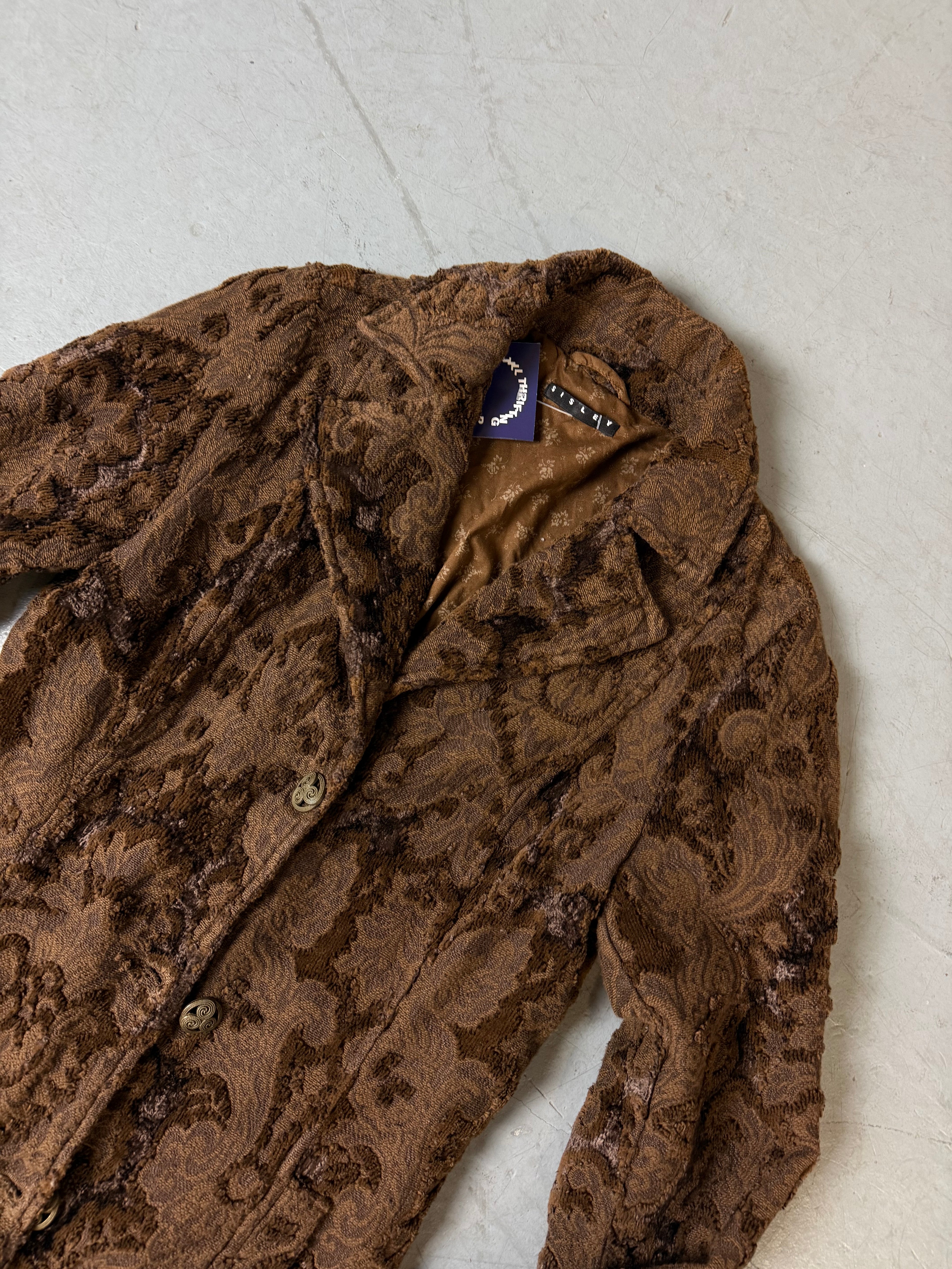 Vintage Sisley Brown Floral Coat M