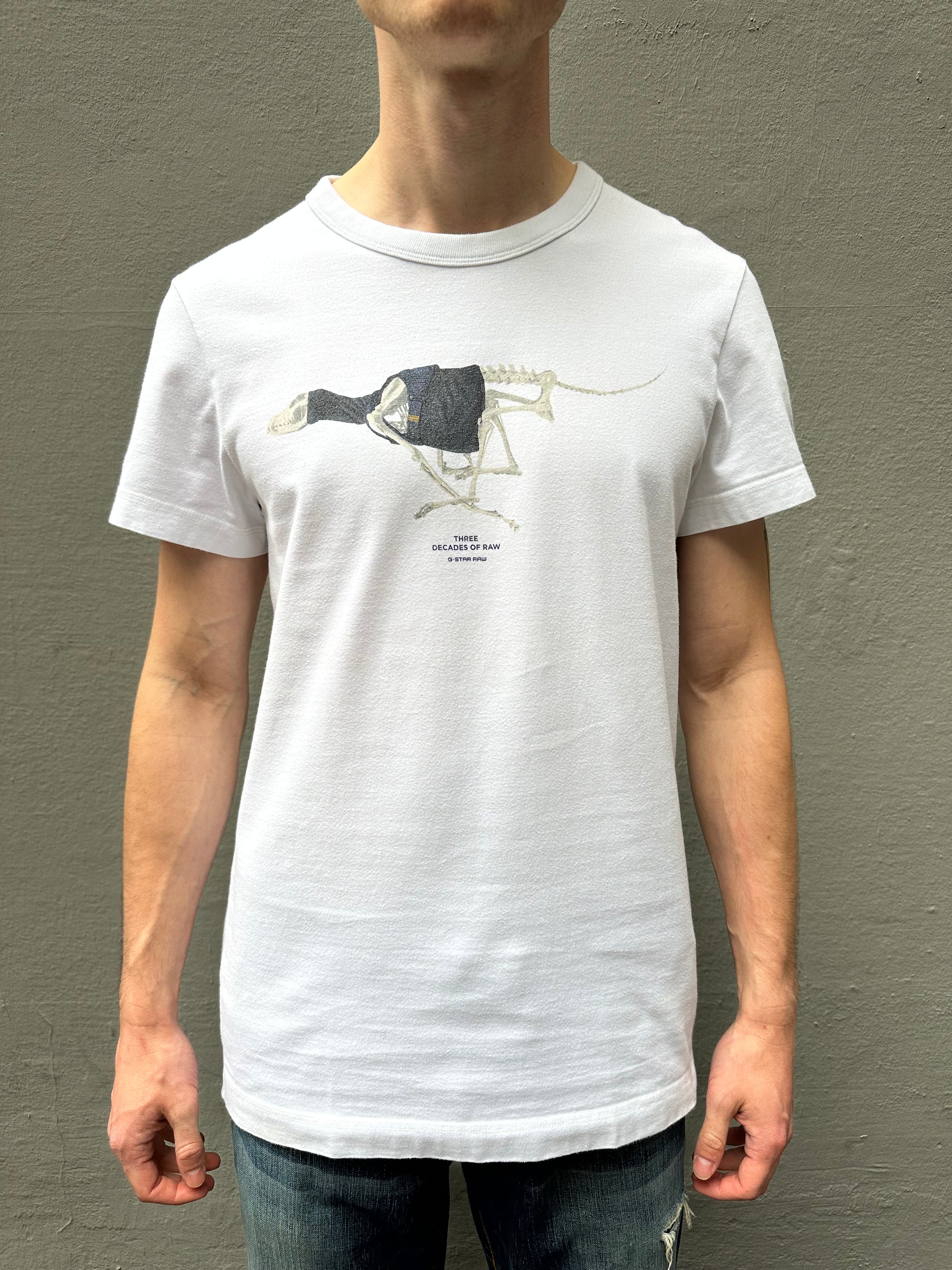 Vintage White Printed G-Star Tee M/L