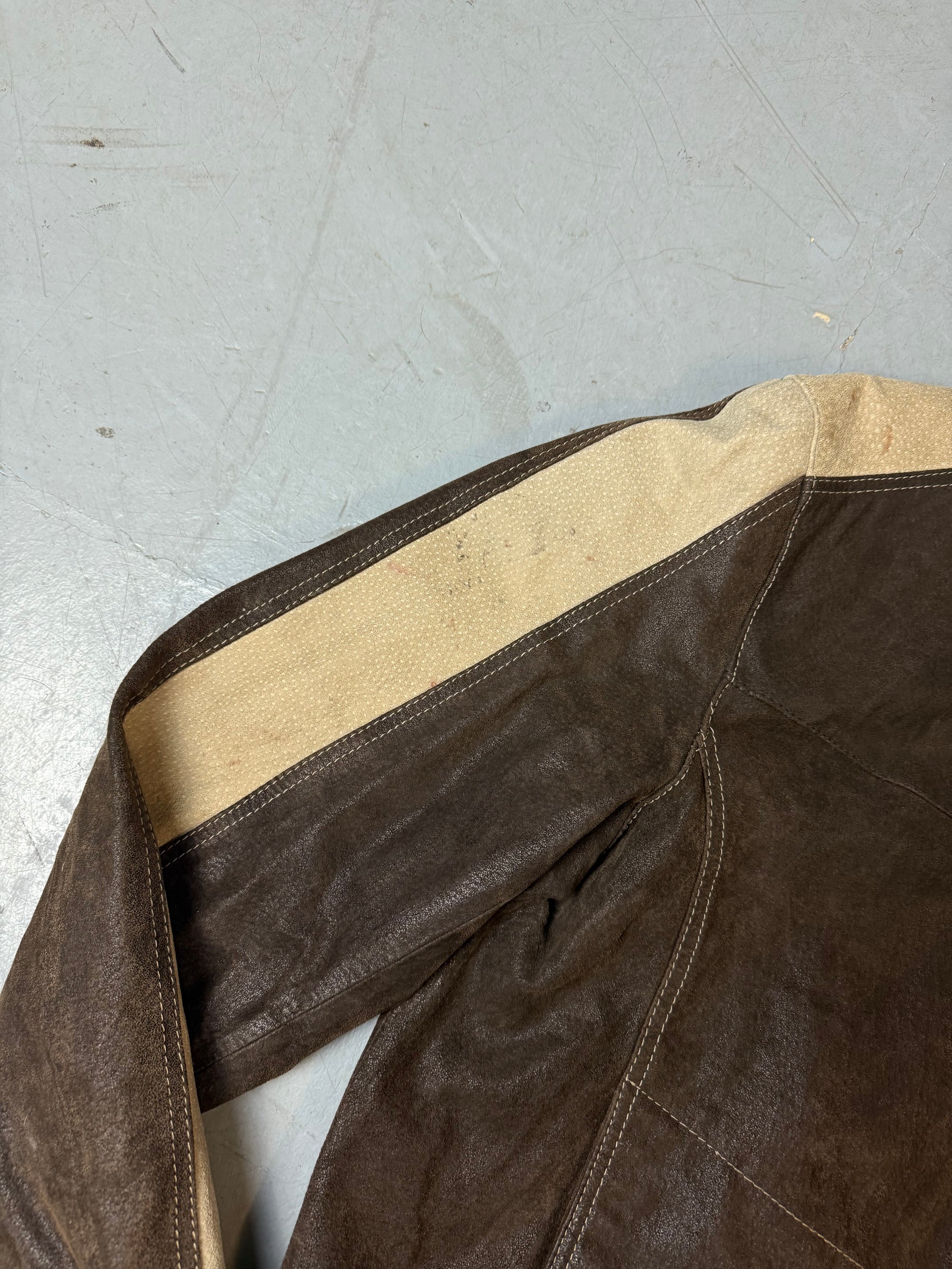 Vintage Brown and Beige Suede Leather Jacket M/L