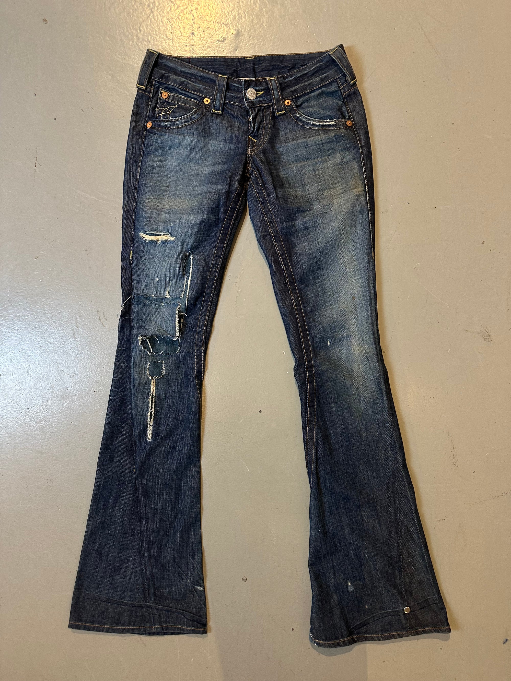 Vintage Ripped Flared True Religion Denim XS