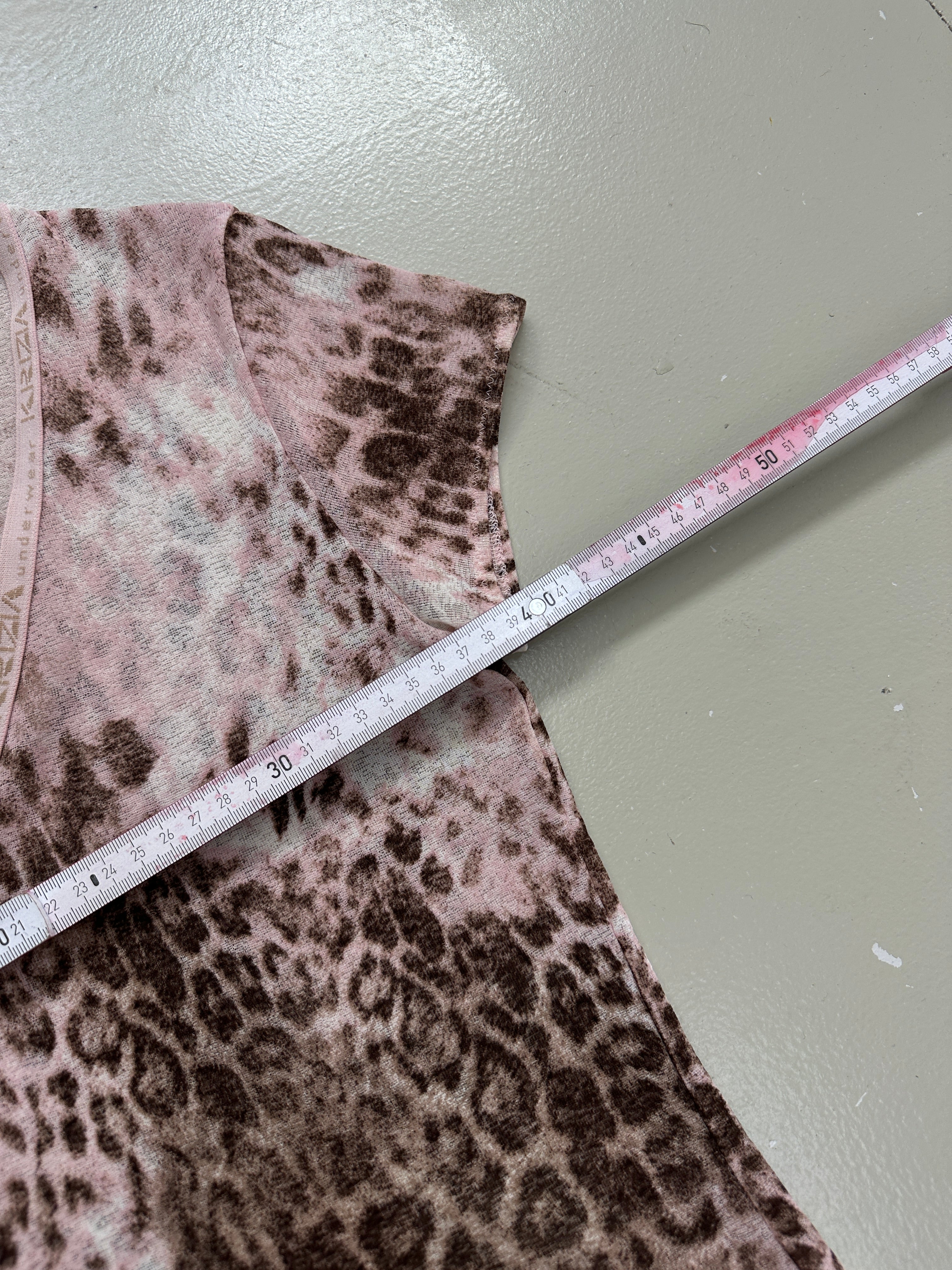 Vintage Pink and Brown Leopard Print Mesh T-Shirt M/L