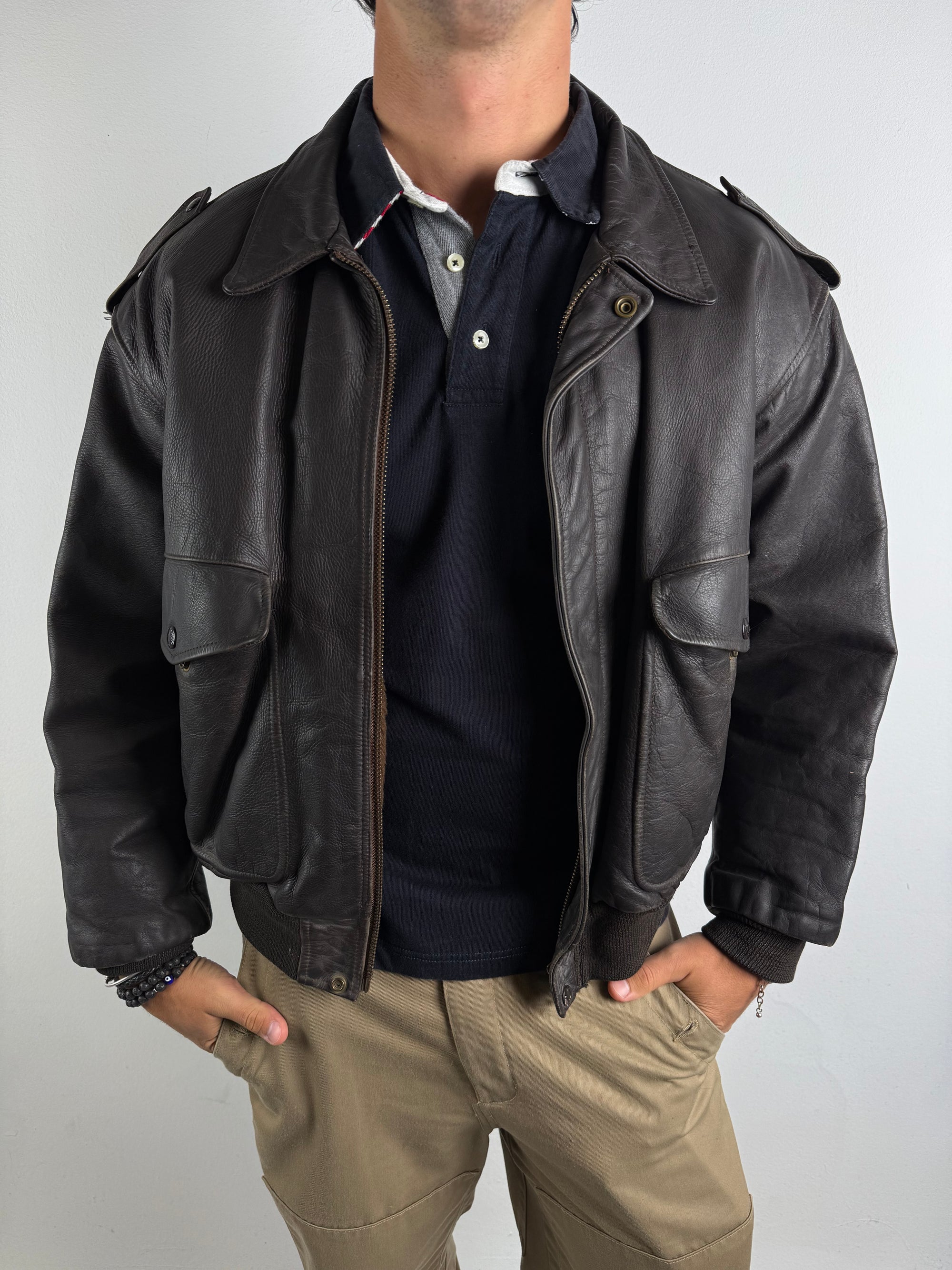 Vintage Schott Brown Heavy Leather Jacket L