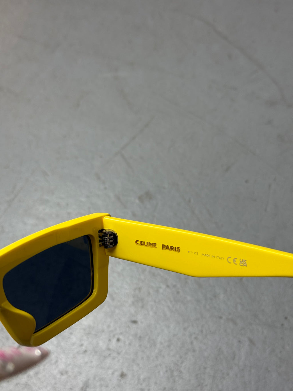 Celine Yellow Rectangle Sunglasses. Unisex. Y2K 2000s Fashion.