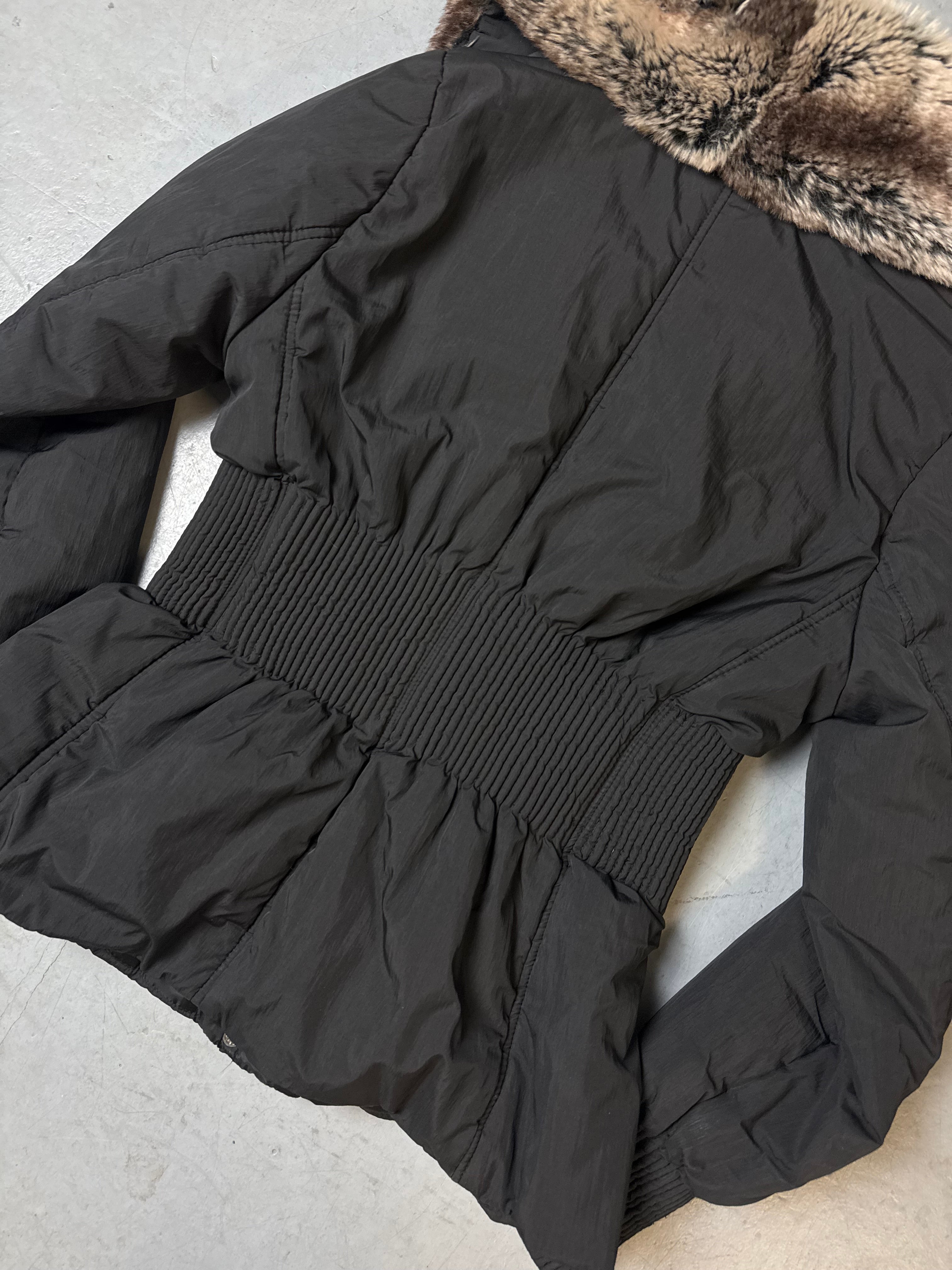 Vintage Missiko Black Winter Jacket with Faux Fur Collar M