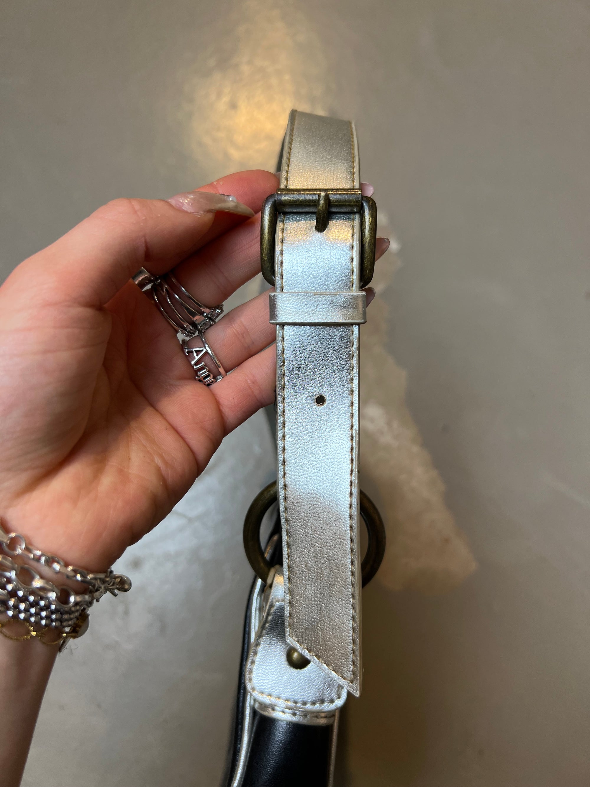 Vintage Black and Silver Phard Mini Bag With Rhinestones