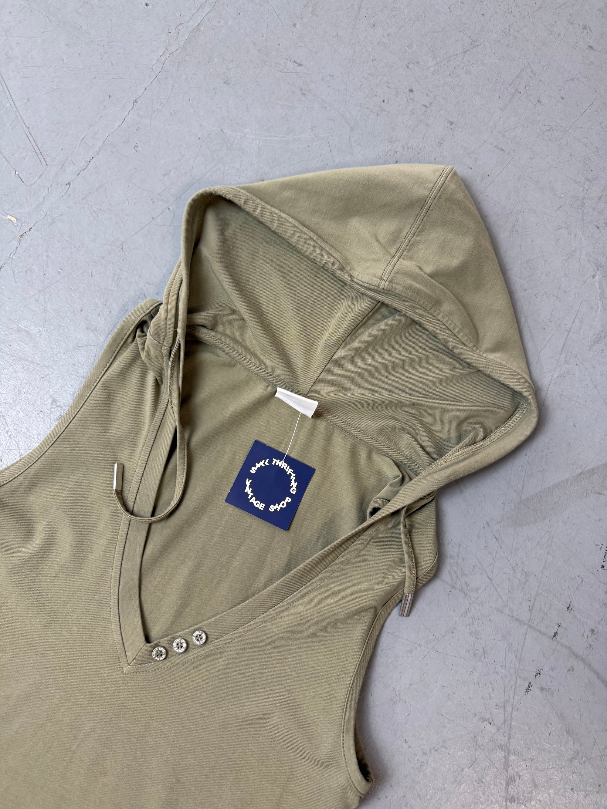 Vintage Champion Khaki Hooded Top S/M