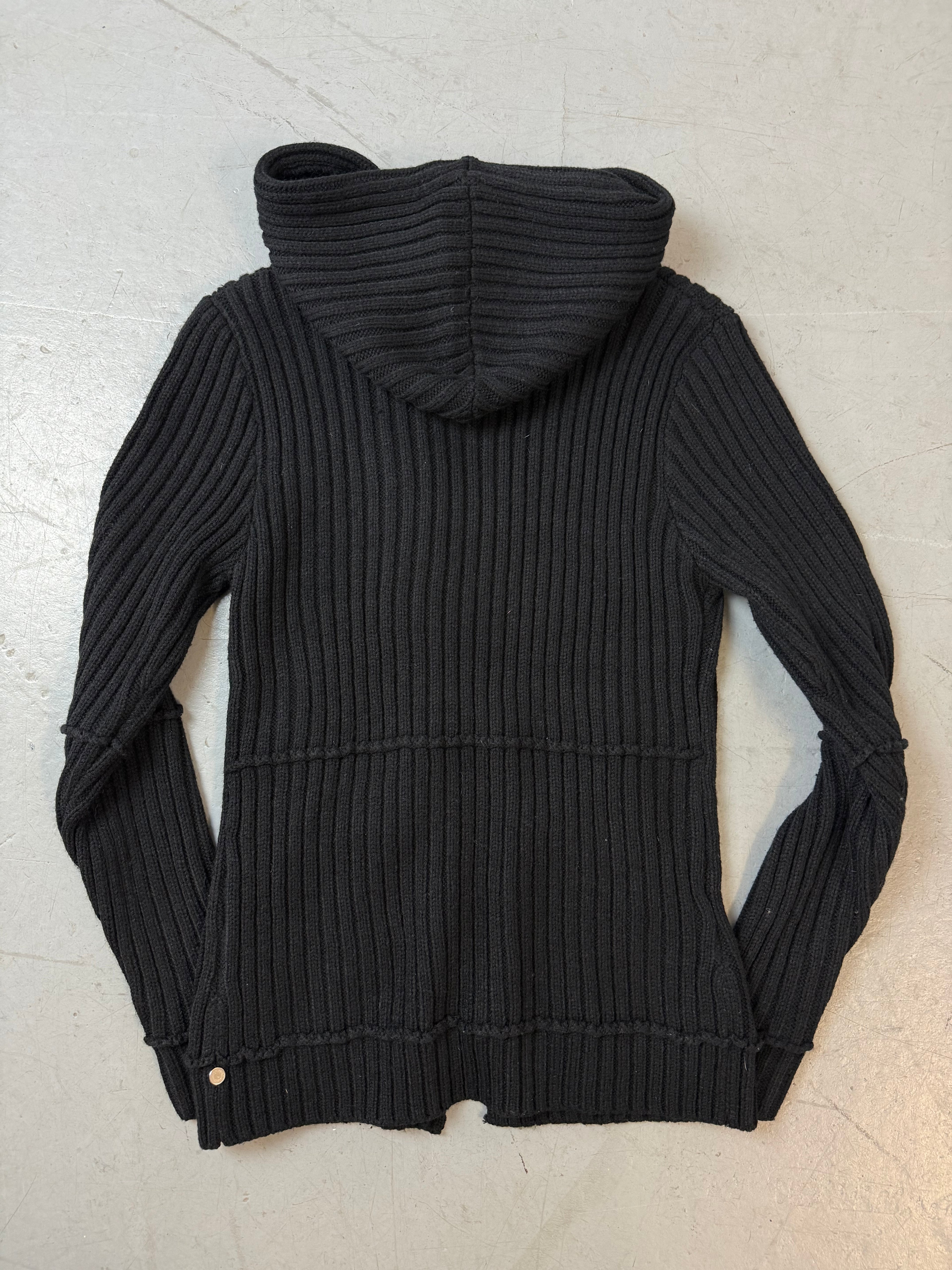 Vintage Enos Jeans Black Knit Zip Jacket für Damen. Y2K Second Hand 2000s Fashion