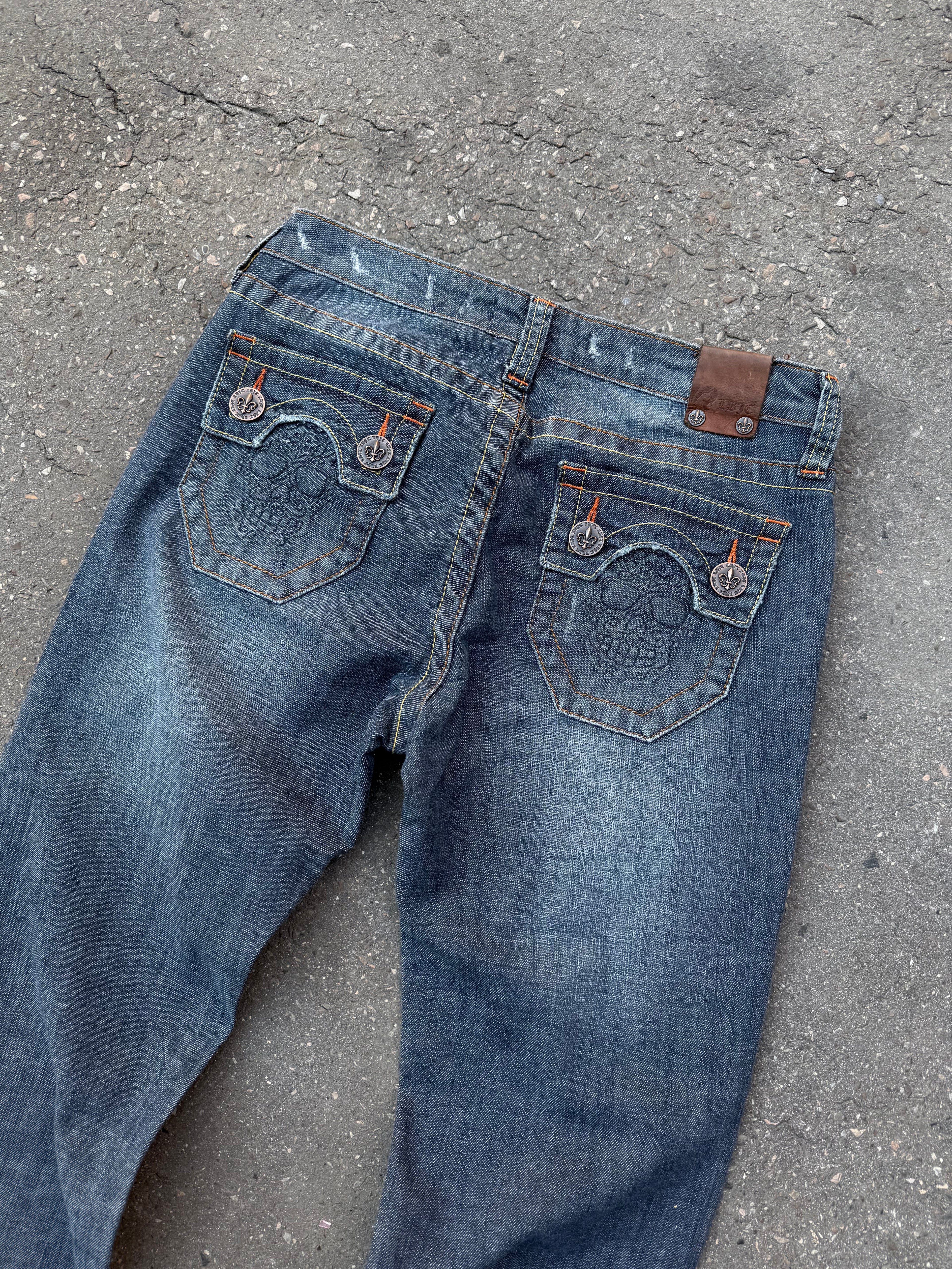 Y2K Laguna Beach „Huntington Beach“ Grey Blue Mid Waist Denim  für Damen. Y2K 2000s Fashion