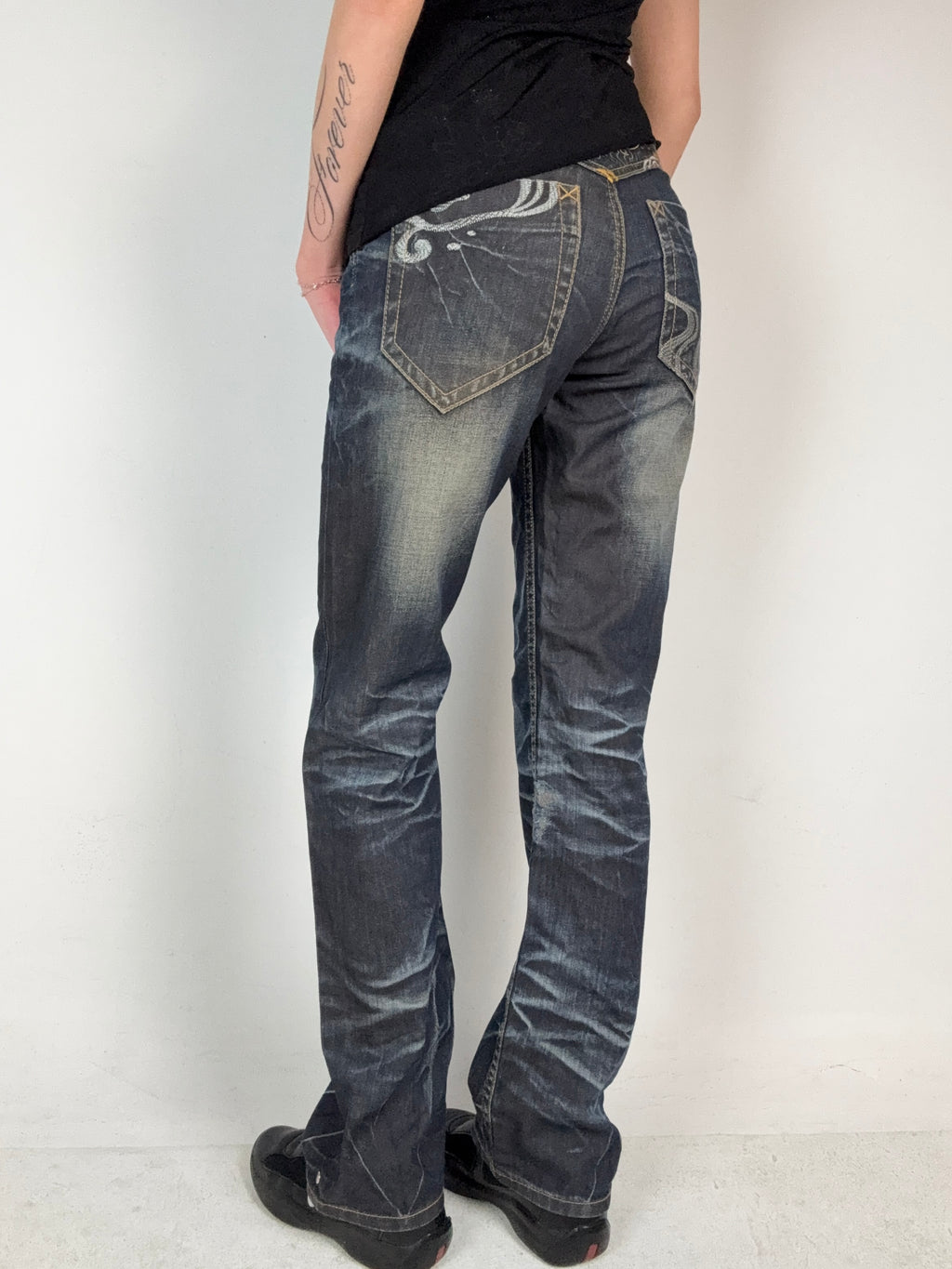 Vintage Big Train High Waist Jeans mit Stitching für Frauen 