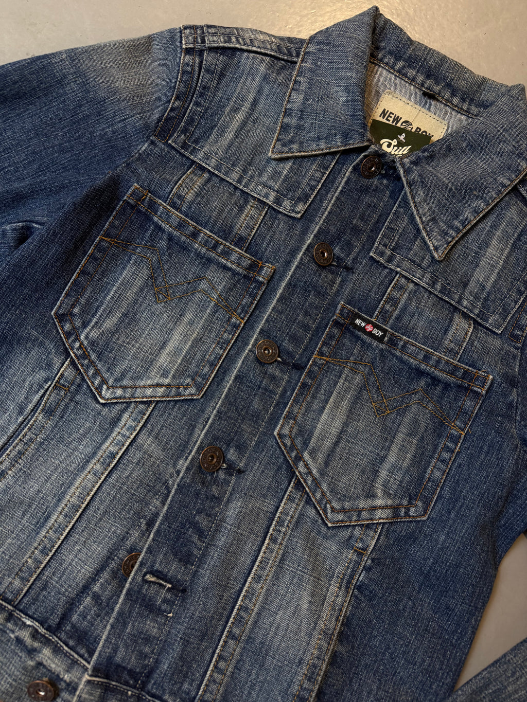 Vintage New Boy Denim Jacket with Back Print M