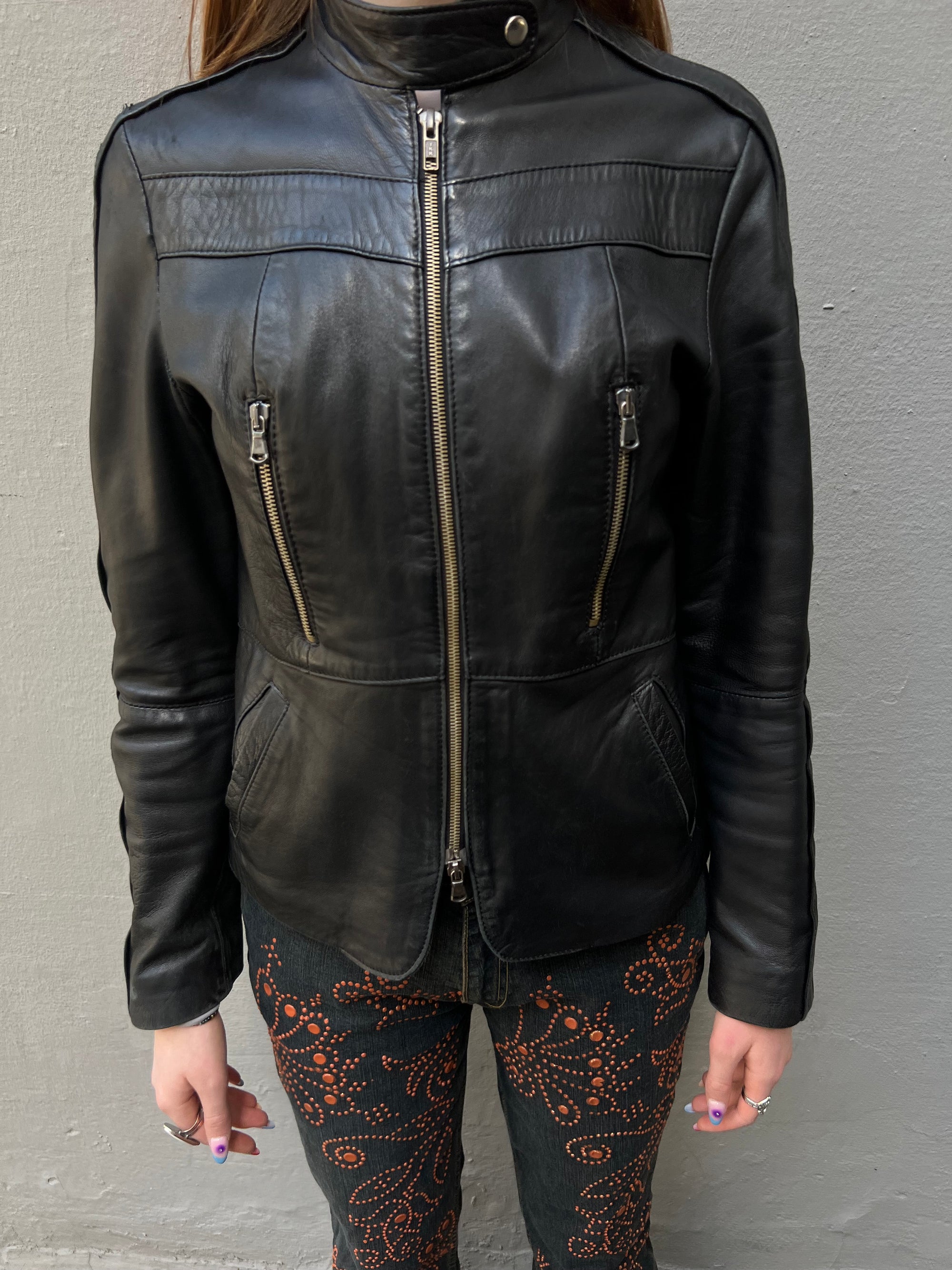 Vintage Black Faux Leather Jacket S/M